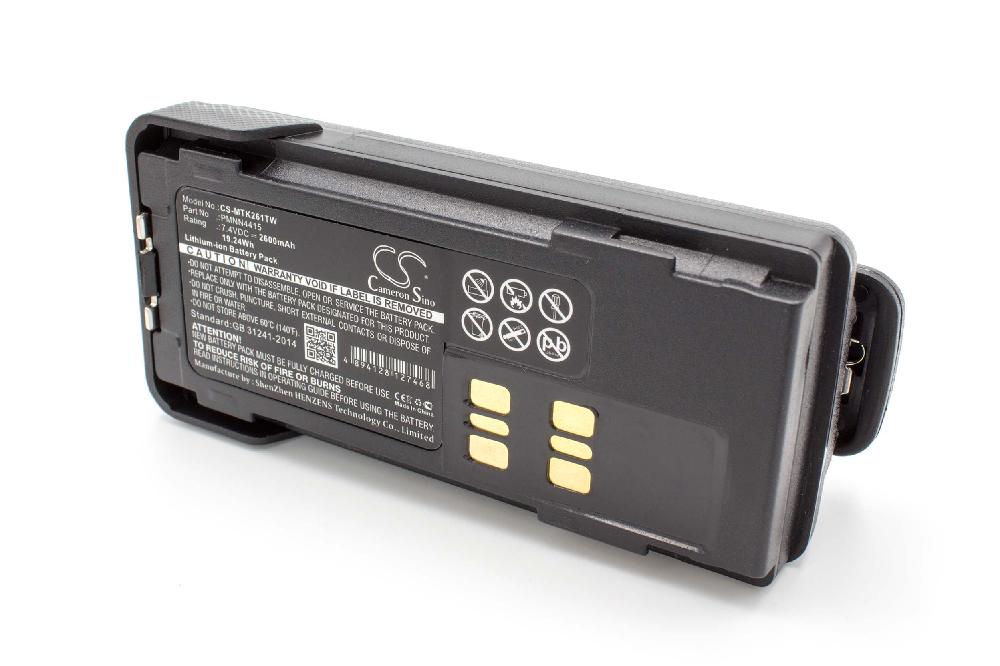 Batería reemplaza Motorola PMNN441 para radio, walkie-talkie Motorola - 2600 mAh 7,4 V Li-Ion con clip