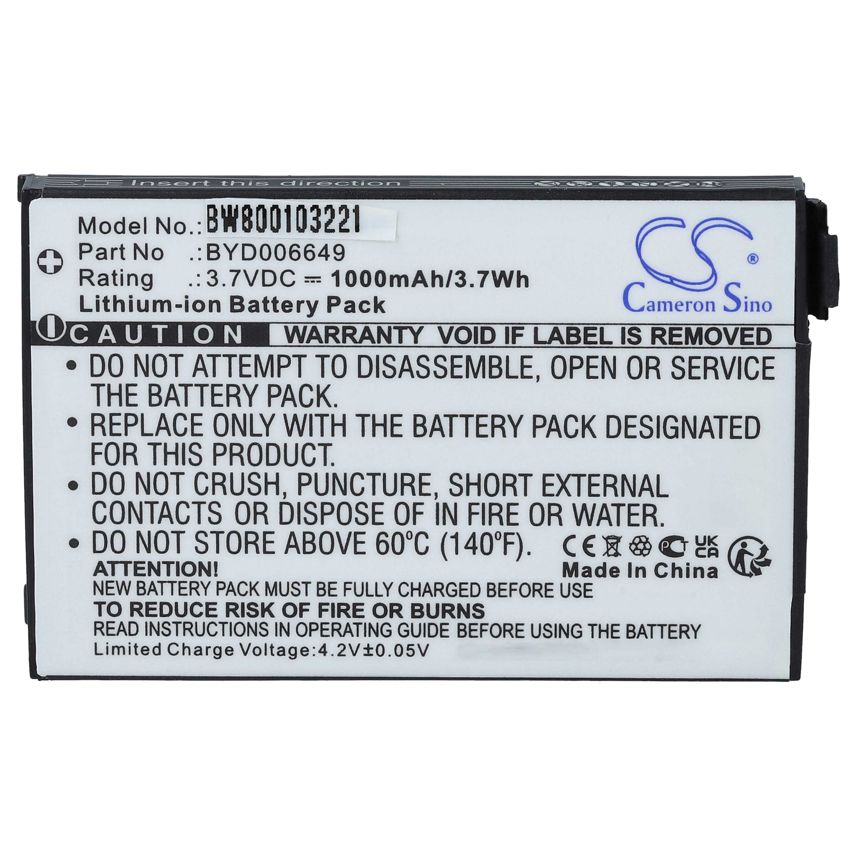 Babyphone-Akku als Ersatz für BT BYD006649 - 1000mAh 3,7V Li-Ion