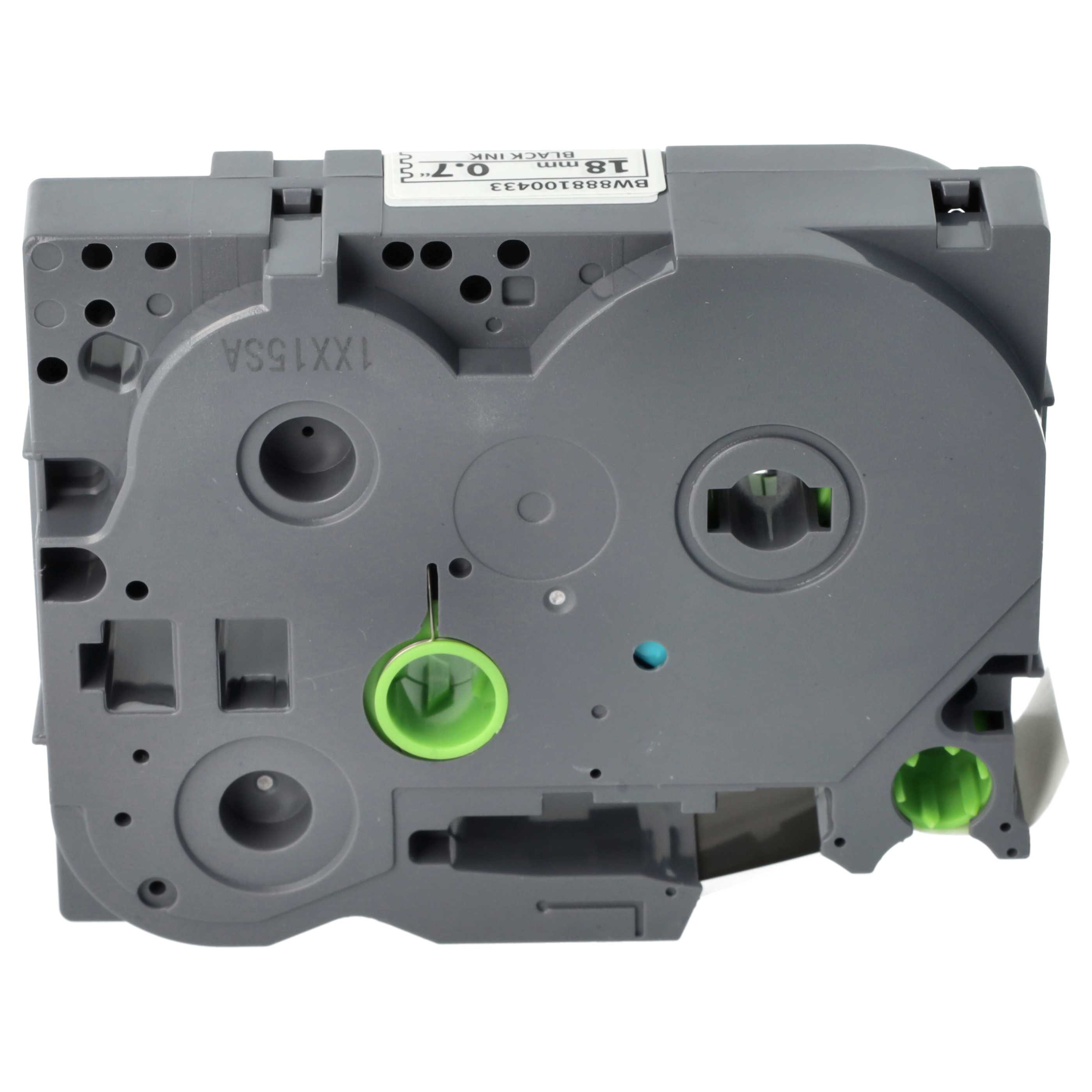 5x Label Tape replaces Brother TZE-S241 - 18 mm Black to White, Extra Stark