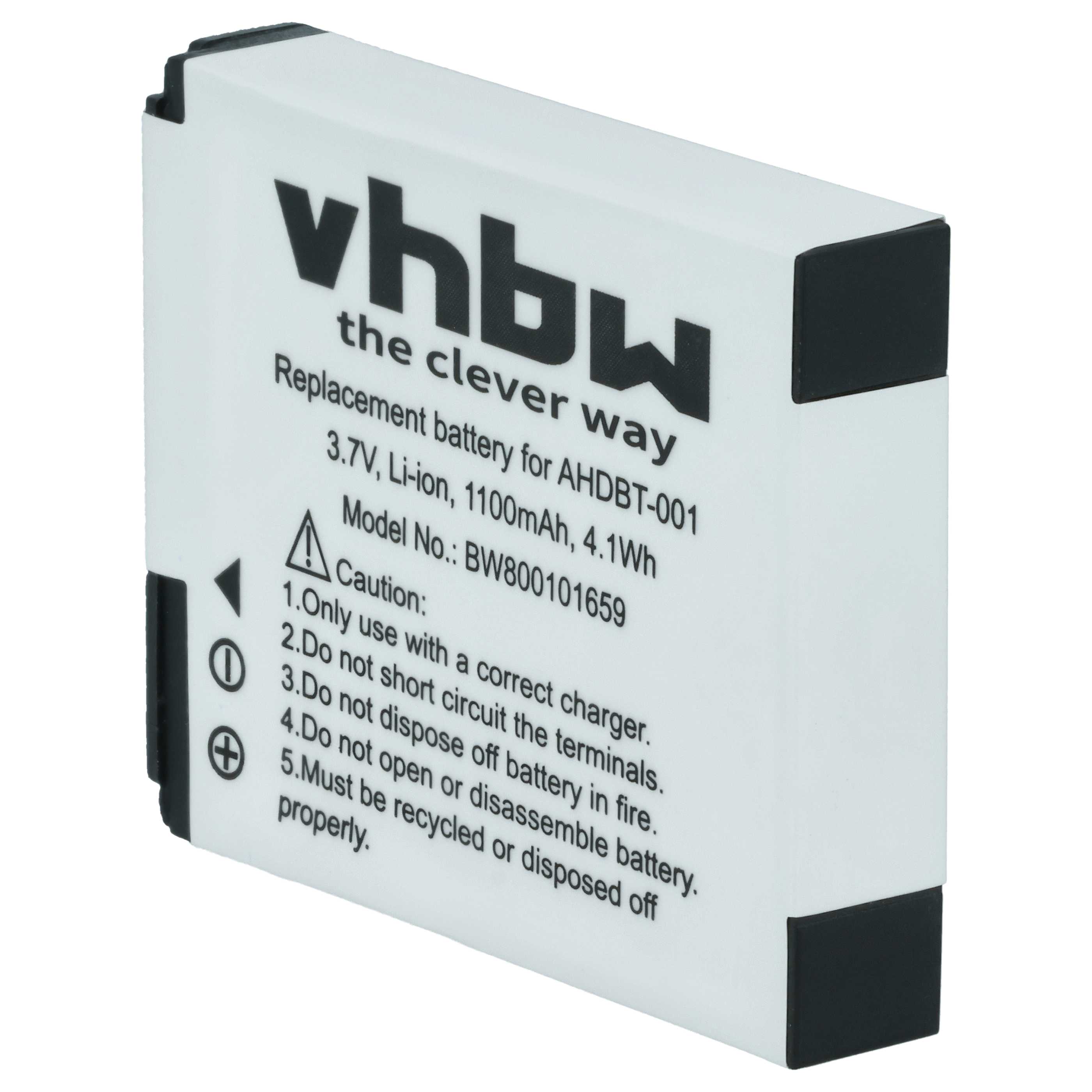 Videocamera Battery replaces GoPro ABPAK-001, AHDBT-002, AHDBT-001 - 1100 mAh 3.7 V Li-Ion