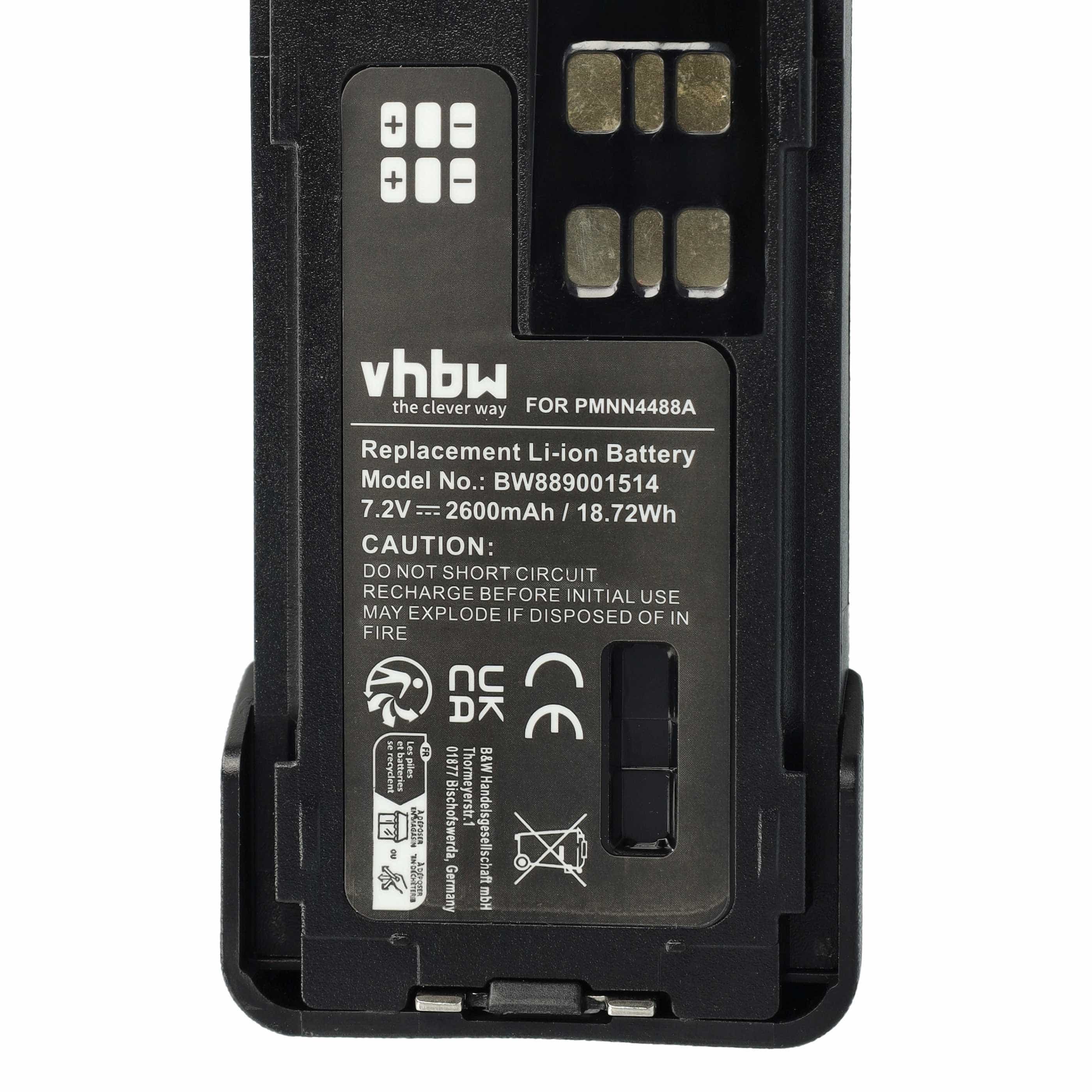 Radio 5x Battery replaces Motorola PMNN4416, PMNN4415AR, PMNN4415, PMNN441 - 2600 mAh 7.4 V Li-Ion + Belt Clip