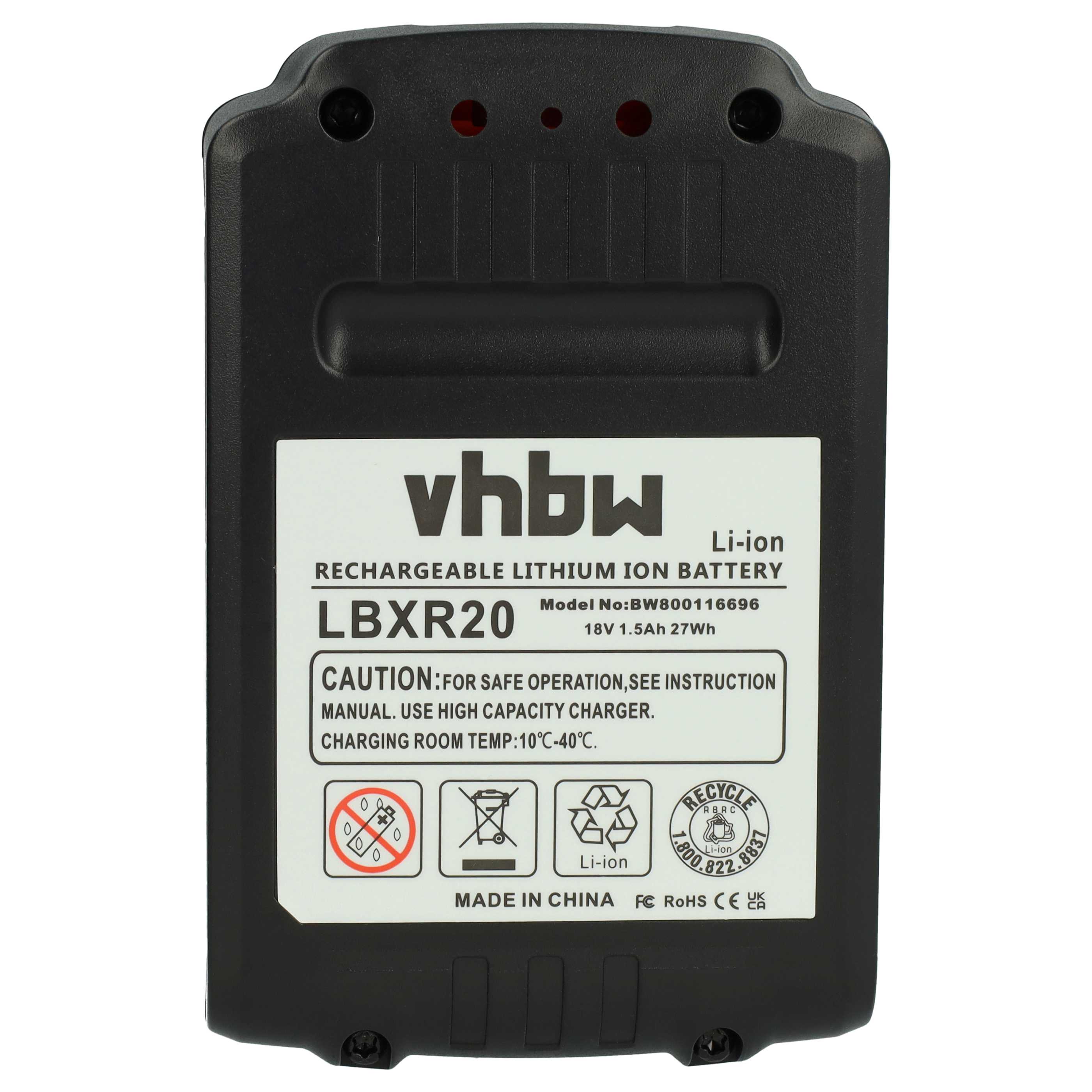 2x Akumulator do elektronarzędzi zamiennik Black & Decker BL1318, BL1518, BL1518-XJ - 1,5 Ah 18 V Li-Ion