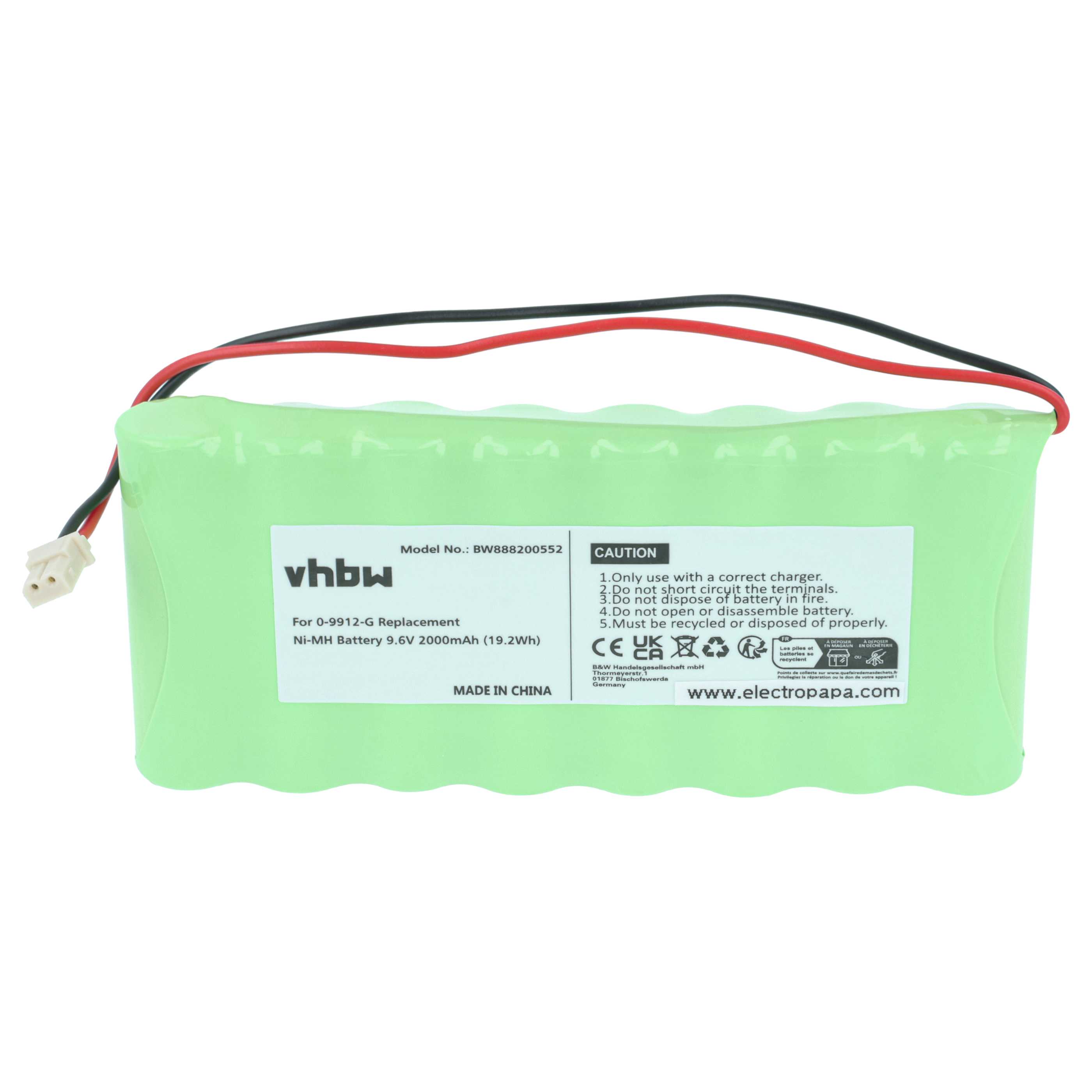2x Akumulator do alarmu zamiennik Visonic 100729, 103-300672, GP130AAH6BMX, 0-9912-G - 2000 mAh 9,6 V NiMH