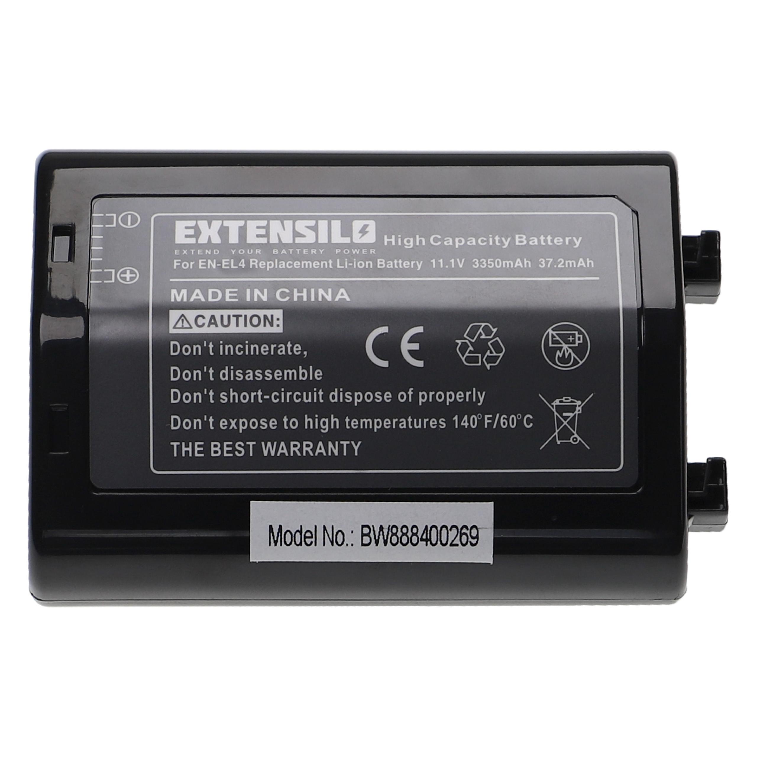 Battery Replacement for Nikon EN-EL4e, EN-EL4a, EN-EL4 - 3350mAh, 11.1V, Li-Ion