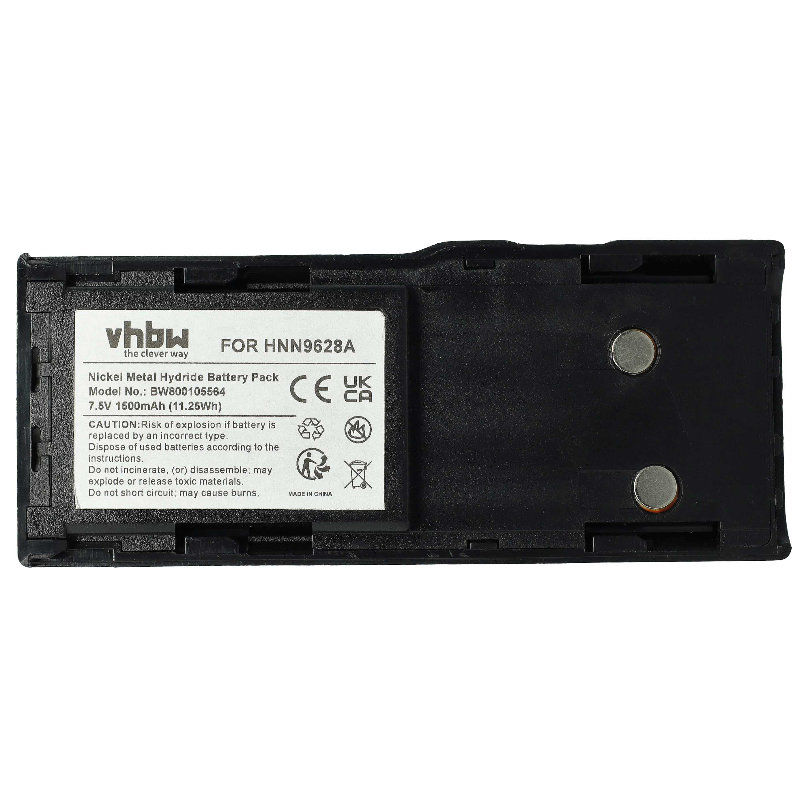 Radio 2x Battery replaces Motorola HNN8133C, HNN9628A, HNN8308A, HNN9628 - 1500 mAh 7.5 V NiMH + Belt Clip