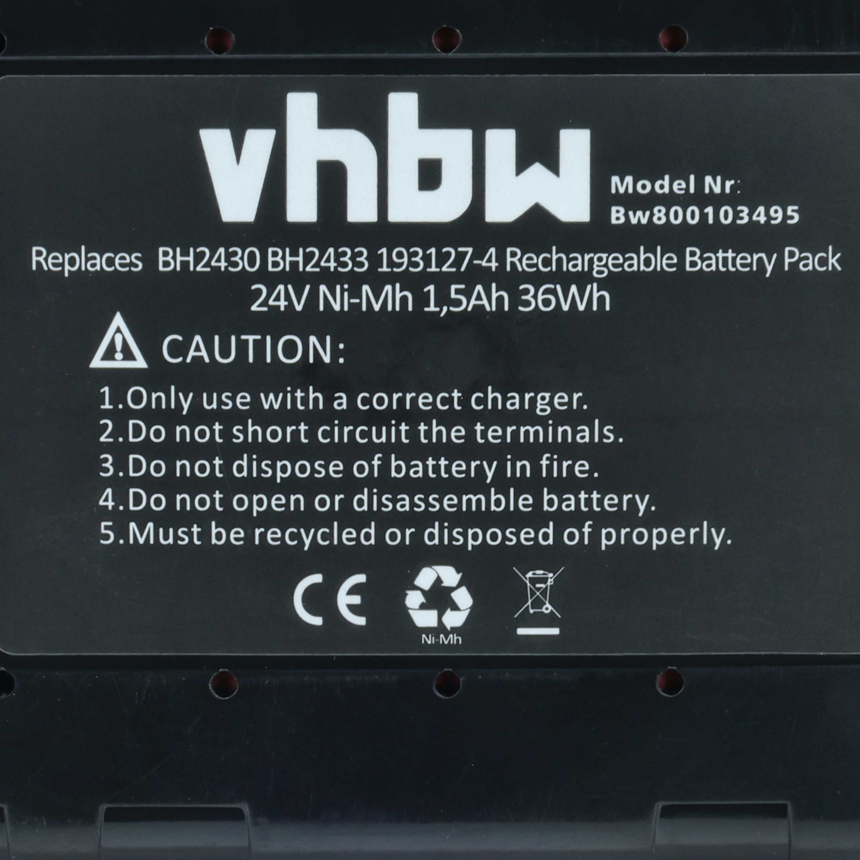 Batería para herramienta reemplaza Makita 193130-5, 193128-2, 193127-4, 193131-3 - 1500 mAh, 24 V, NiMH