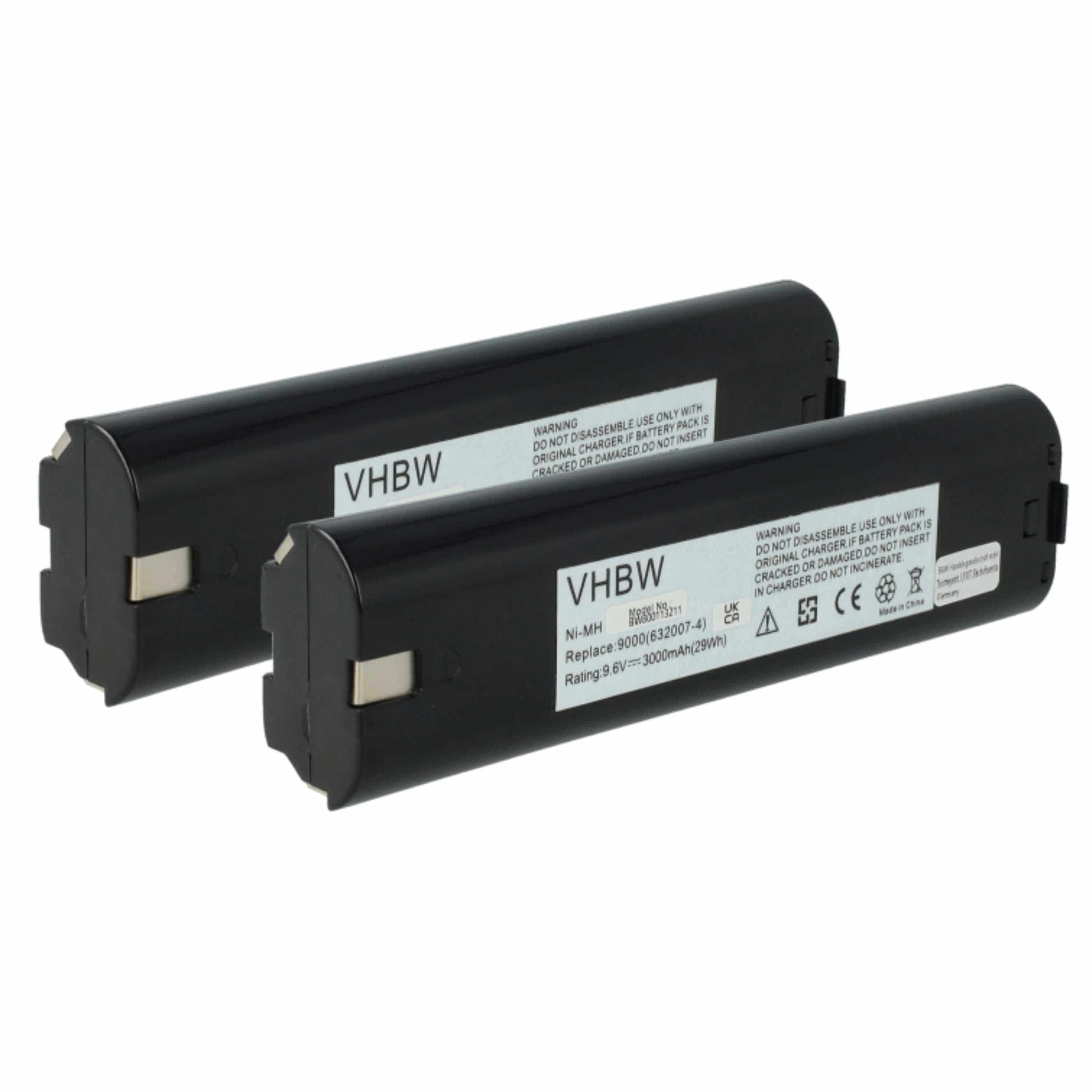 2x Battery replaces Makita 193890-9, 193889-4, 192533-0, 191681-2 Electric Power Tool - 3000 mAh, 9.6 V, NiMH