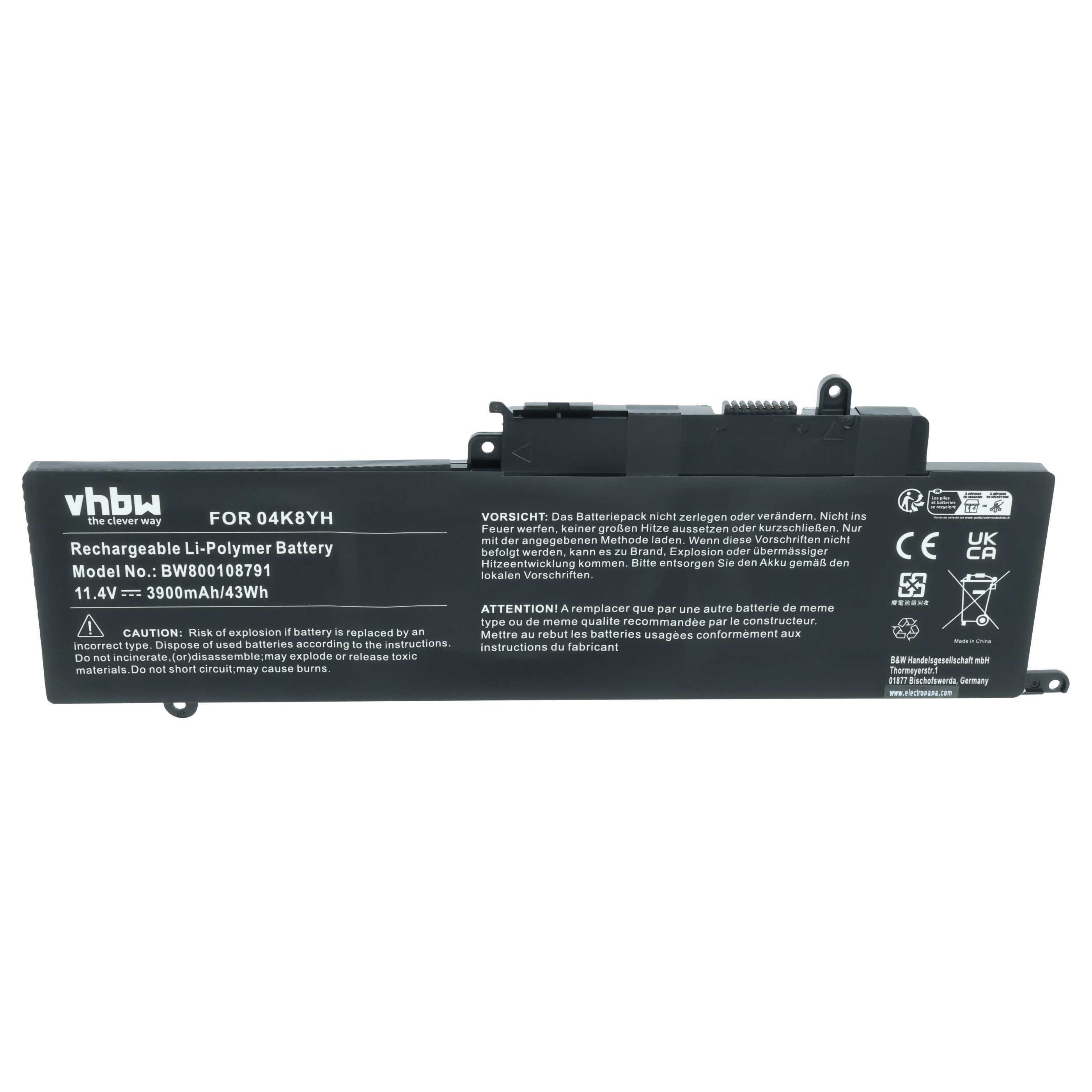 Akumulator do laptopa zamiennik Dell 04K8YH, 0WF28, 451-BBKK, 092NCT, 0GK5KY - 3900 mAh 11,1 V Li-Ion, czarny