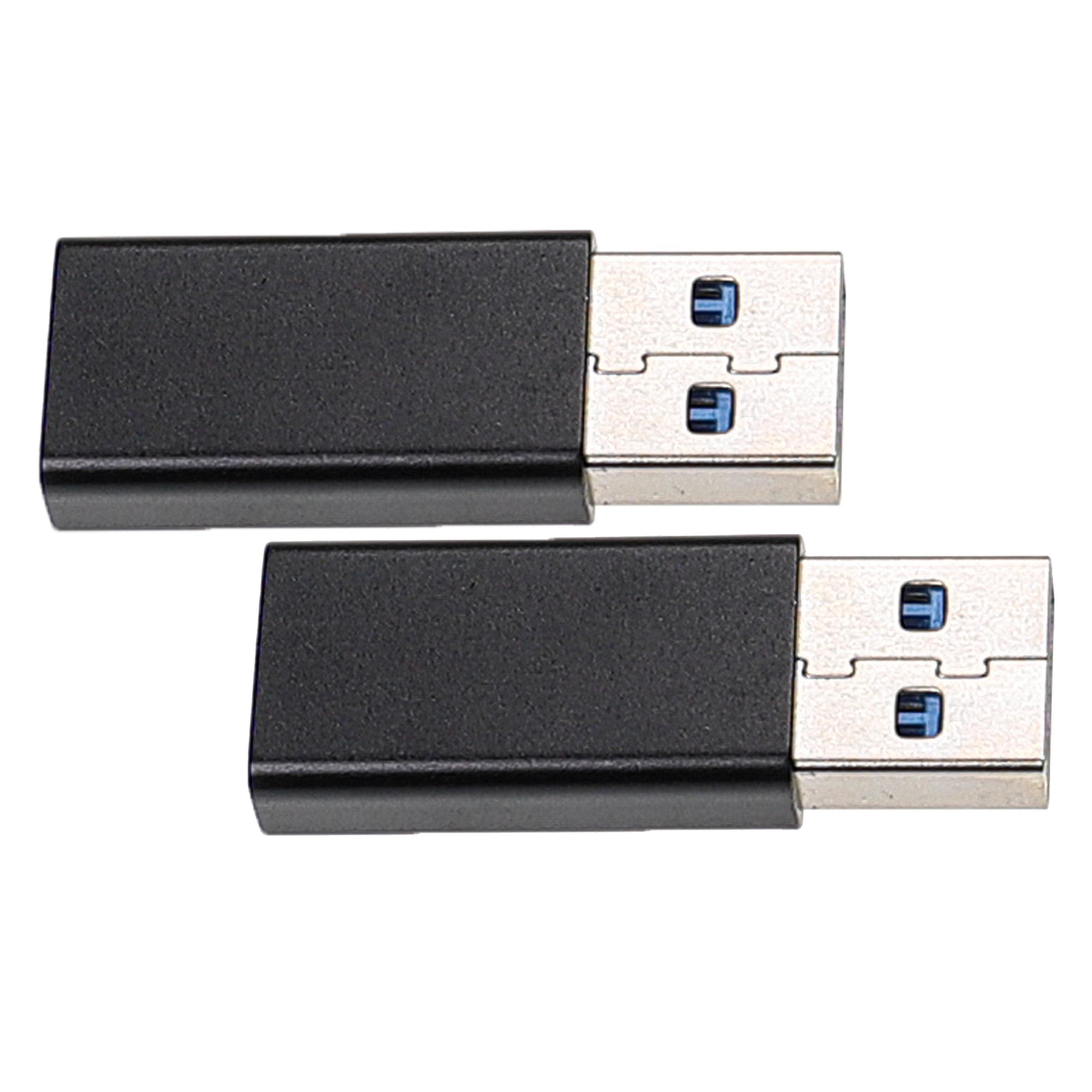 vhbw 2x Adapter USB Typ C (w) auf USB 3.0 (m) Smartphone, Tablet, Notebook - Schwarz
