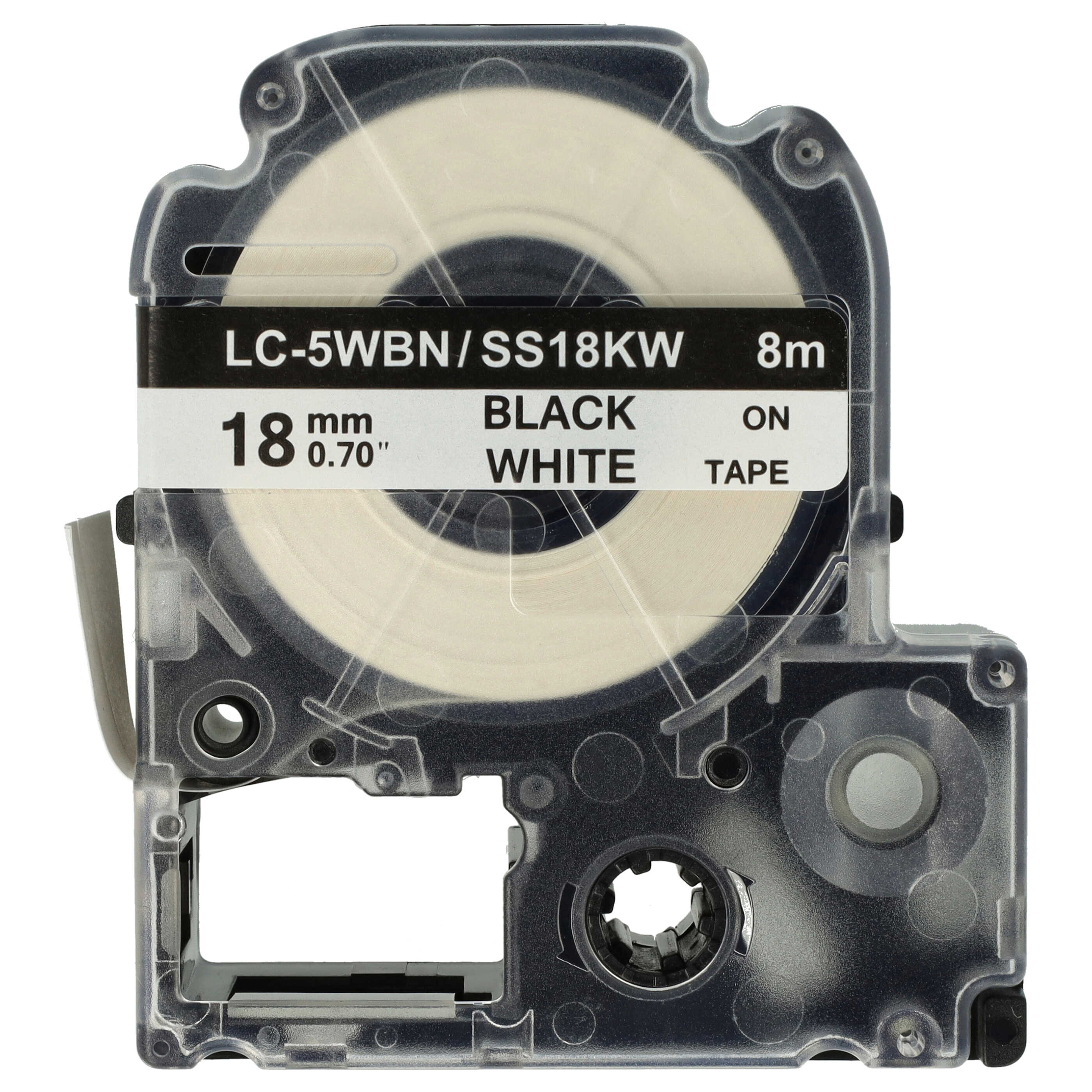 Cassette à ruban remplace Epson LC-5WBN - 18mm lettrage Noir ruban Blanc