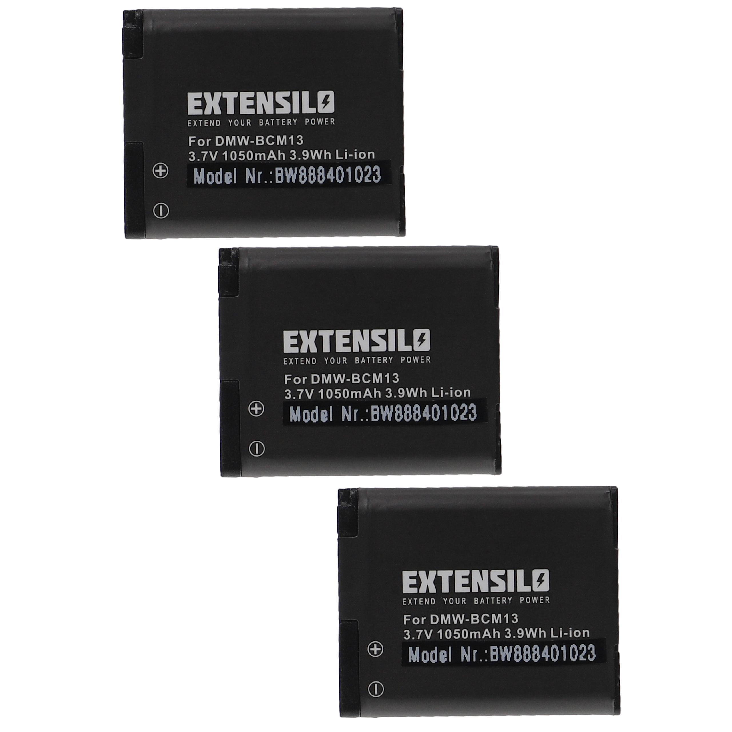 3x Battery Replacement for Panasonic DMW-BCM13PP, DMW-BCM13E, DMW-BCM13 - 1050mAh, 3.7V, Li-Ion