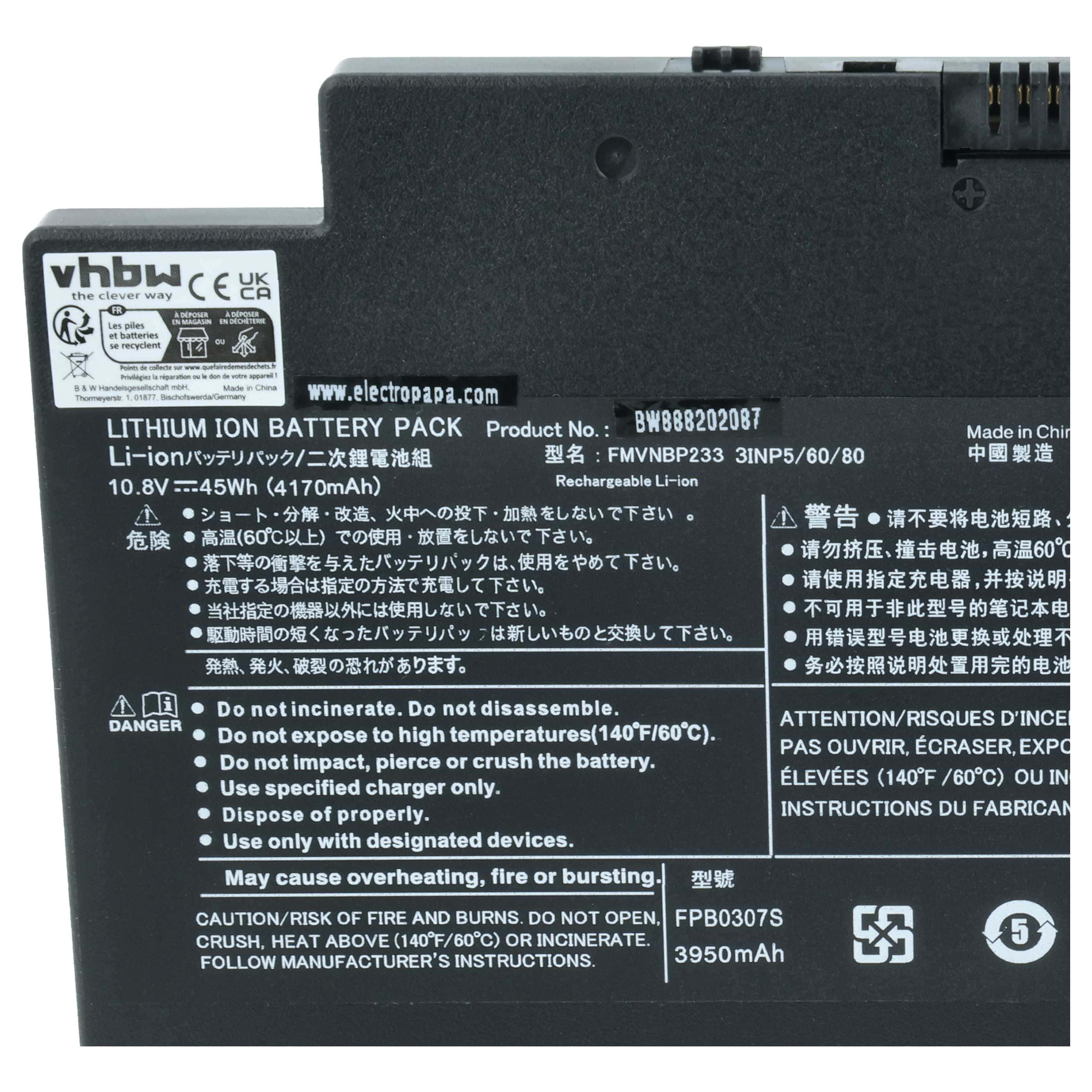 Akumulator do laptopa zamiennik Fujitsu CP641484-01, CP64148401, CP693003-03 - 4050 mAh 10,8 V Li-Ion, czarny