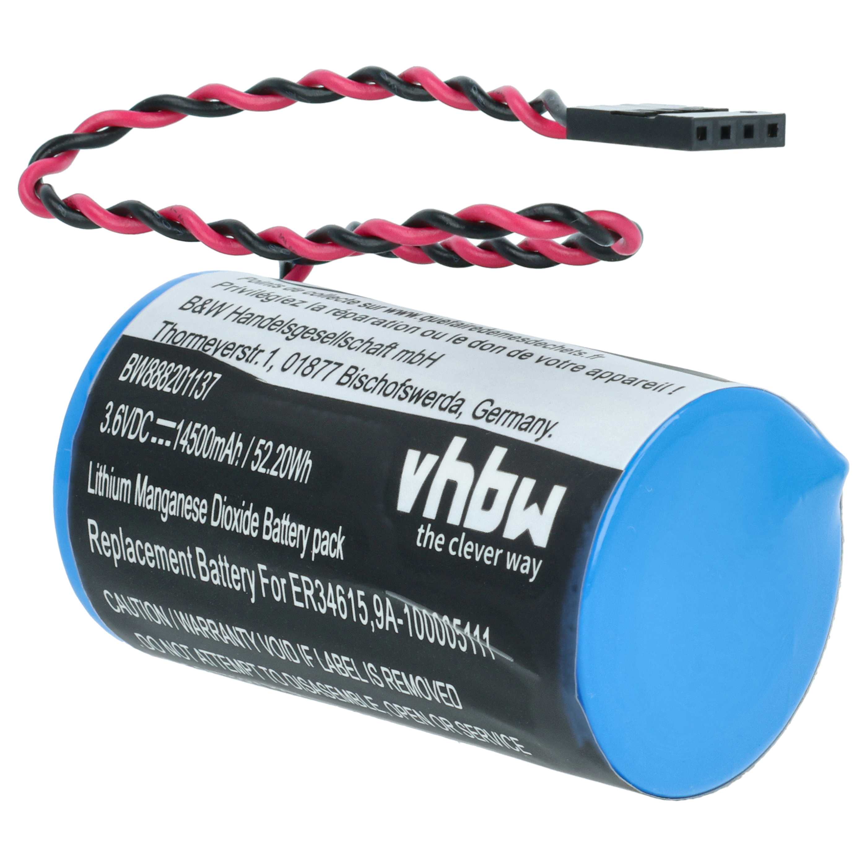 Laser 2x Battery replaces Cameron Nuflo 9A-100005111, MV-100005111, LS33600-CN1 - 14500 mAh 3.6 V Li-MnO2
