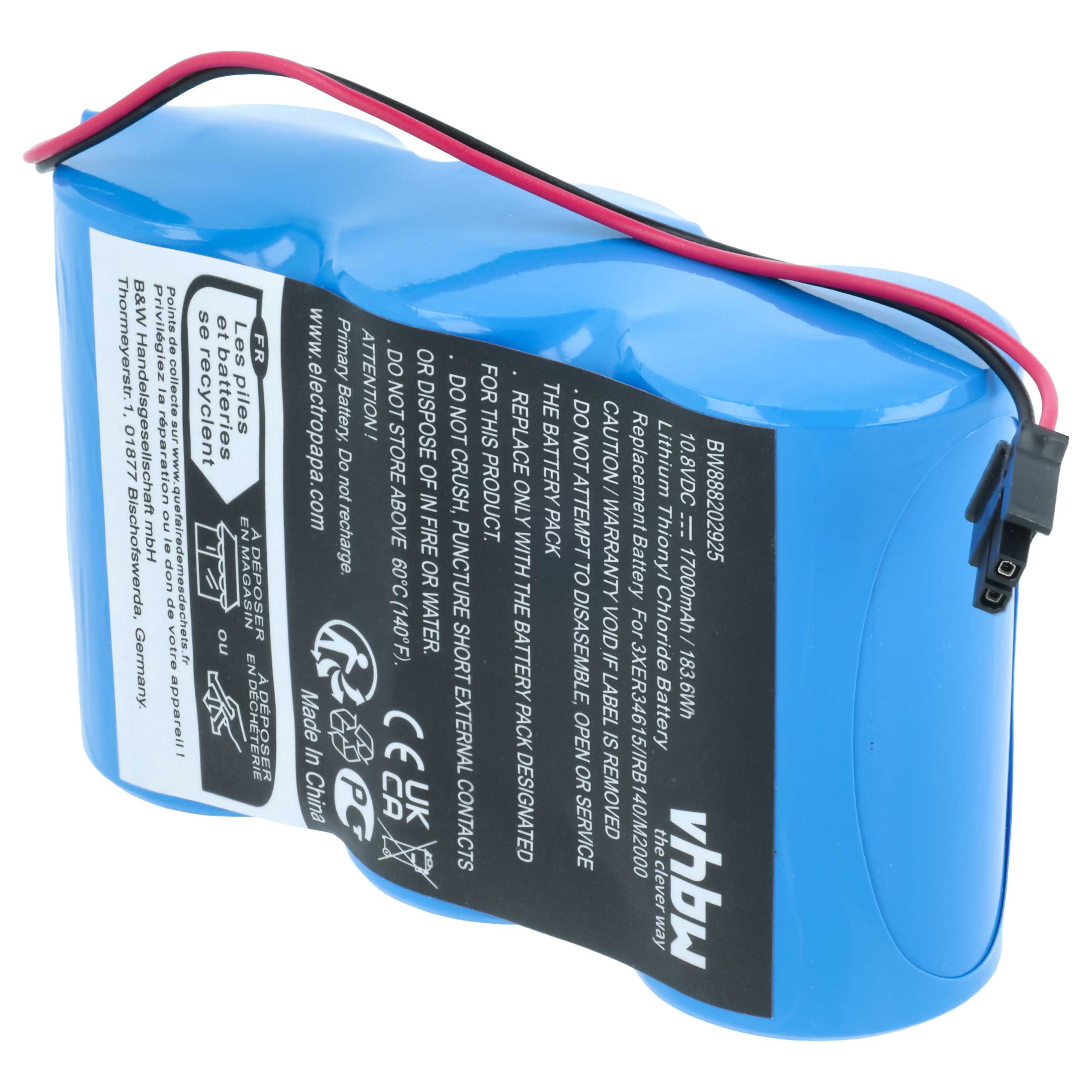 5x Batteria per robot industriale sostituisce ABB 3HAB9999-1, 1SAP180300R0001 - 17000mAh 10,8V Li-SOCl2