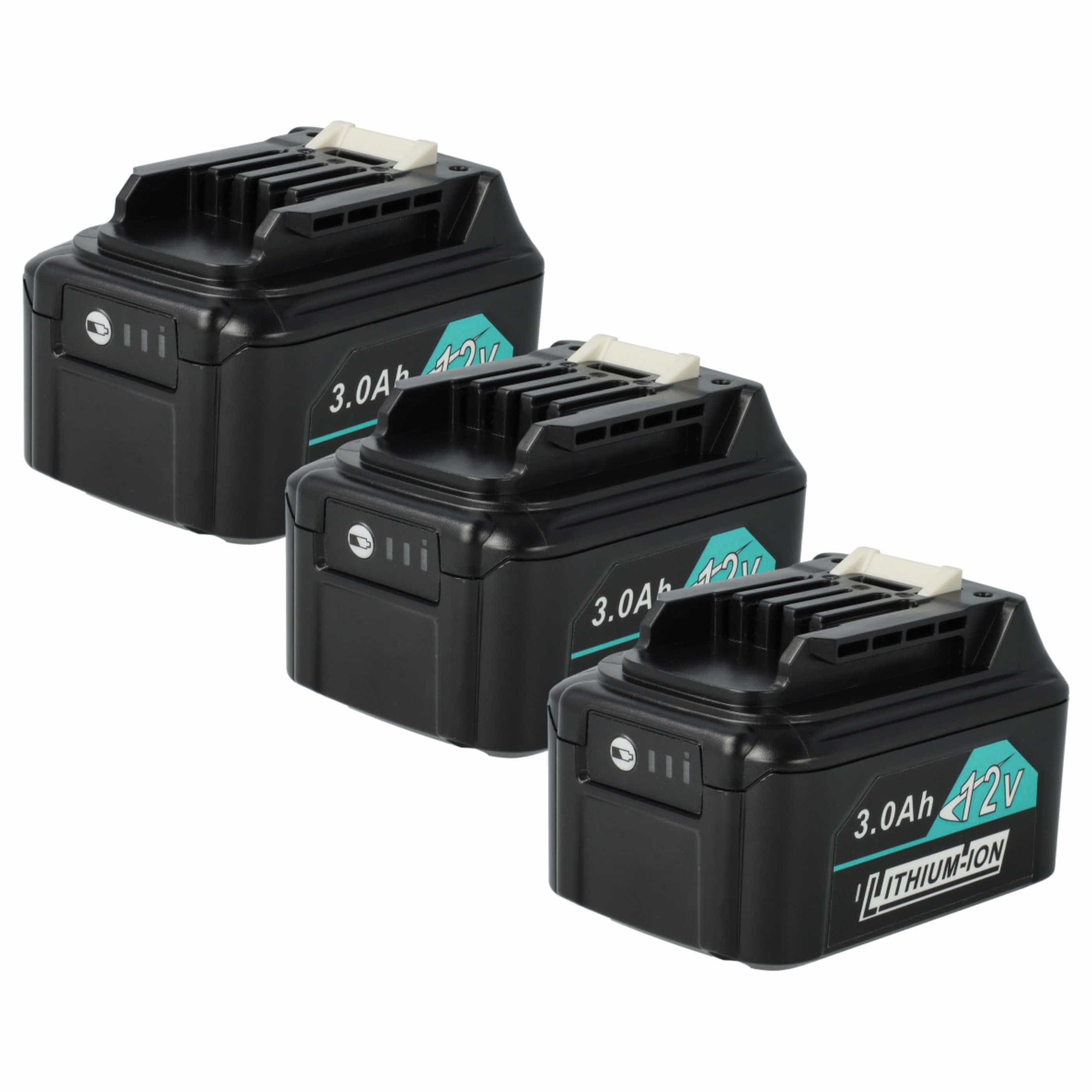 3x Battery replaces Makita 197396-9, 197402-0, 197390-1, 197394-3 Electric Power Tool - 3000 mAh, 12 V, Li-Ion