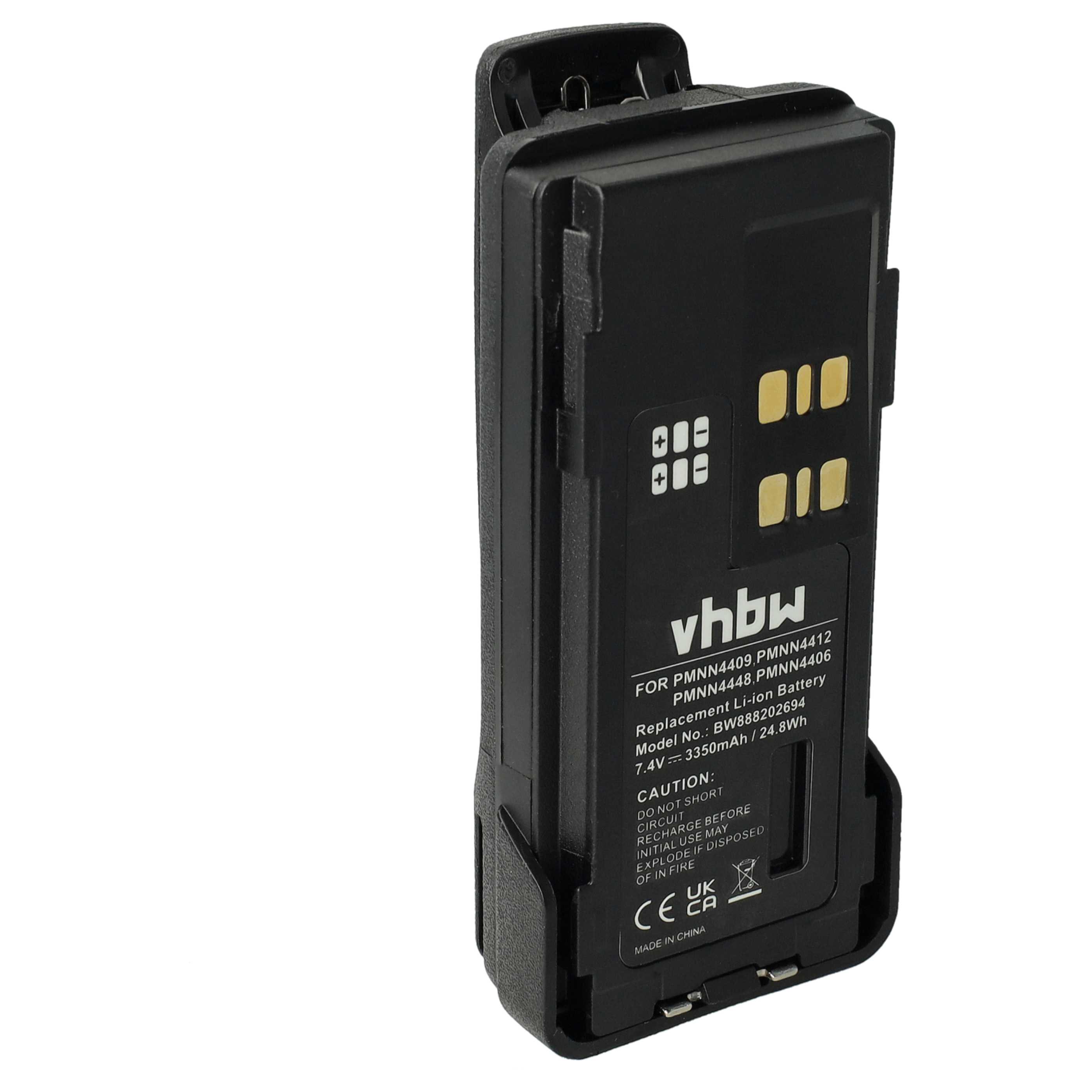 5x Batería reemplaza Motorola PMNN4406 para radio, walkie-talkie Motorola - 3350 mAh 7,4 V Li-Ion con clip