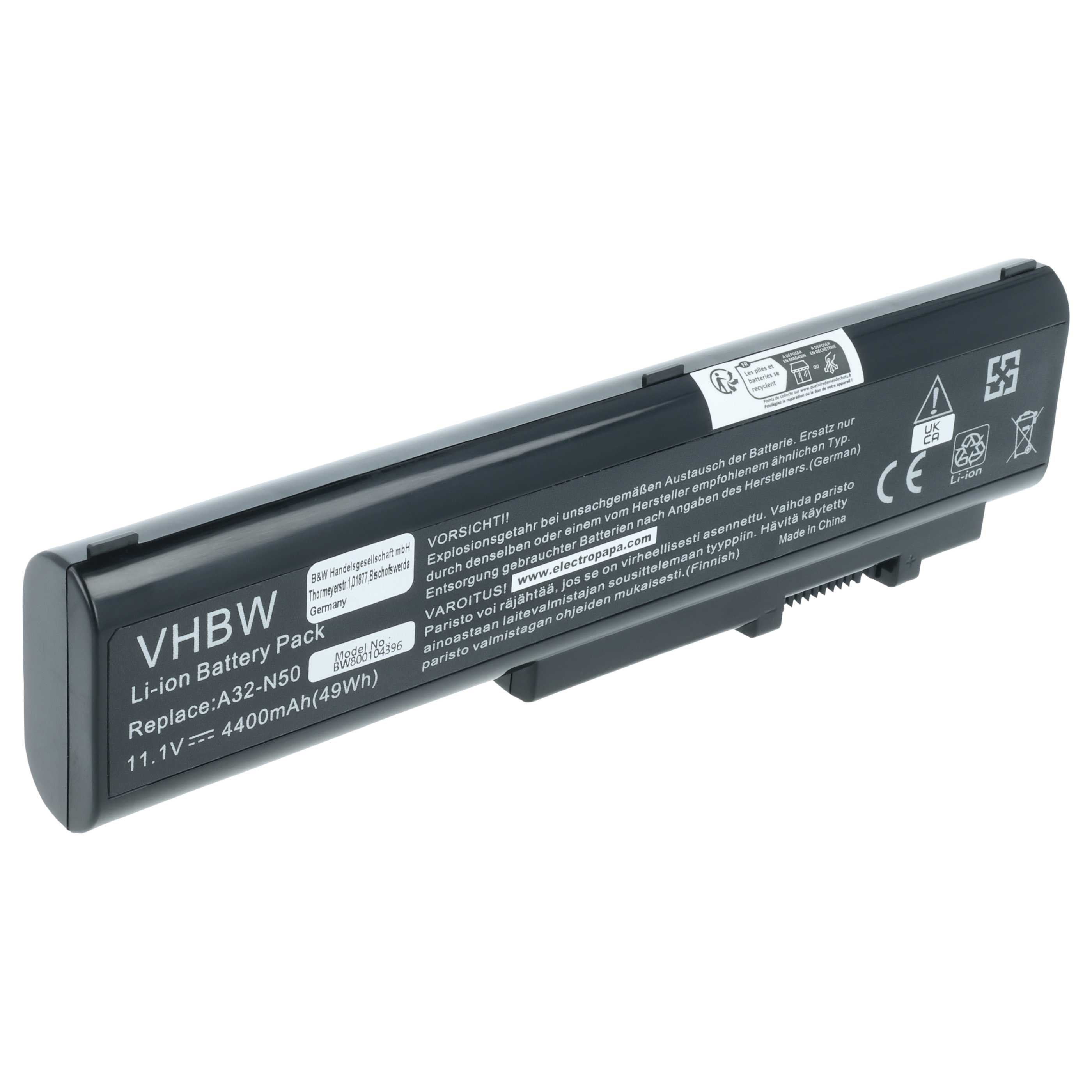 Akumulator do laptopa zamiennik Asus A32-N50, 90-NQY1B2000Y, 90-NQY1B1000Y - 4400 mAh 11,1 V Li-Ion, czarny