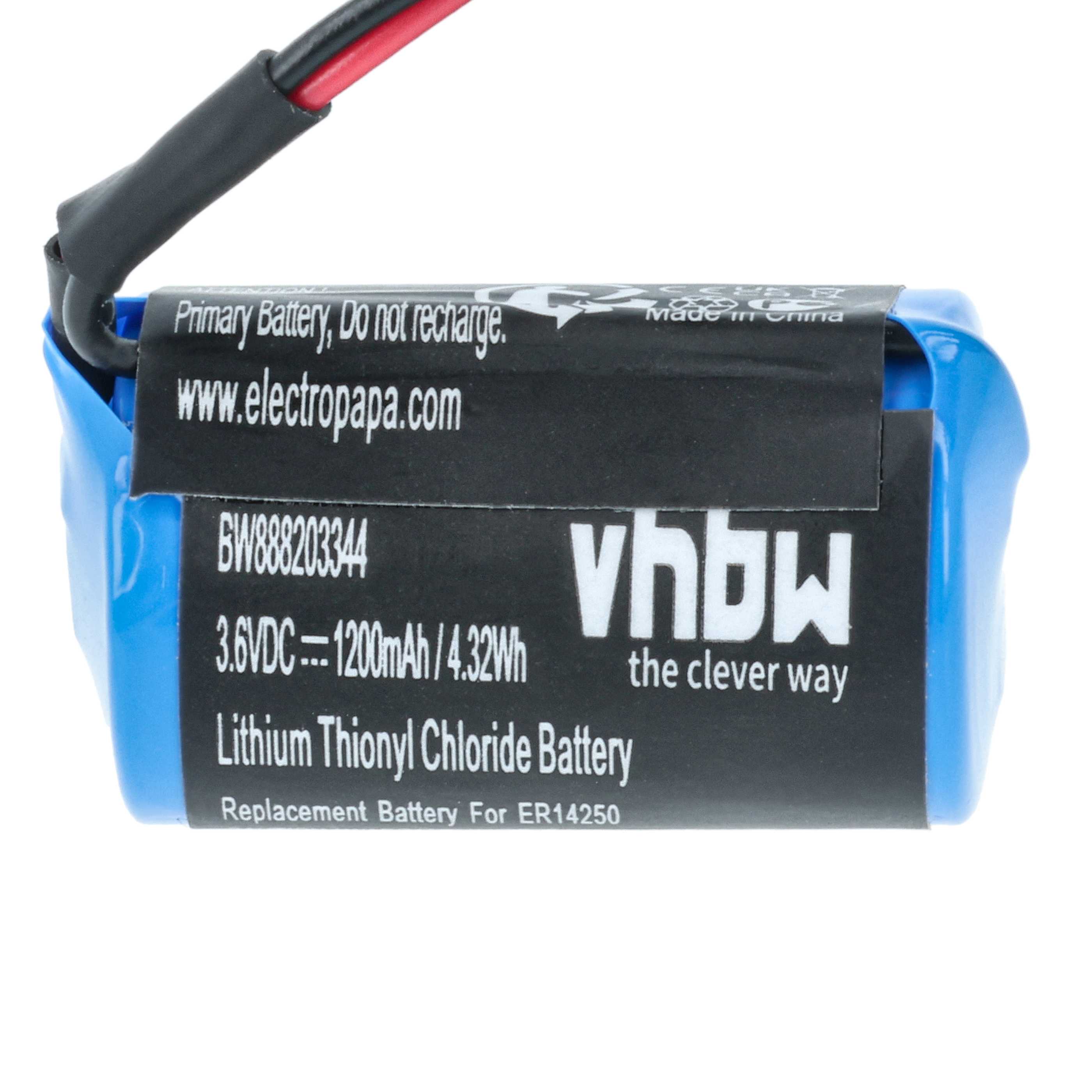 Temperature Data Logger Battery replaces Testo 0515 0175 - 1200 mAh 3.6 V Li-SOCl2