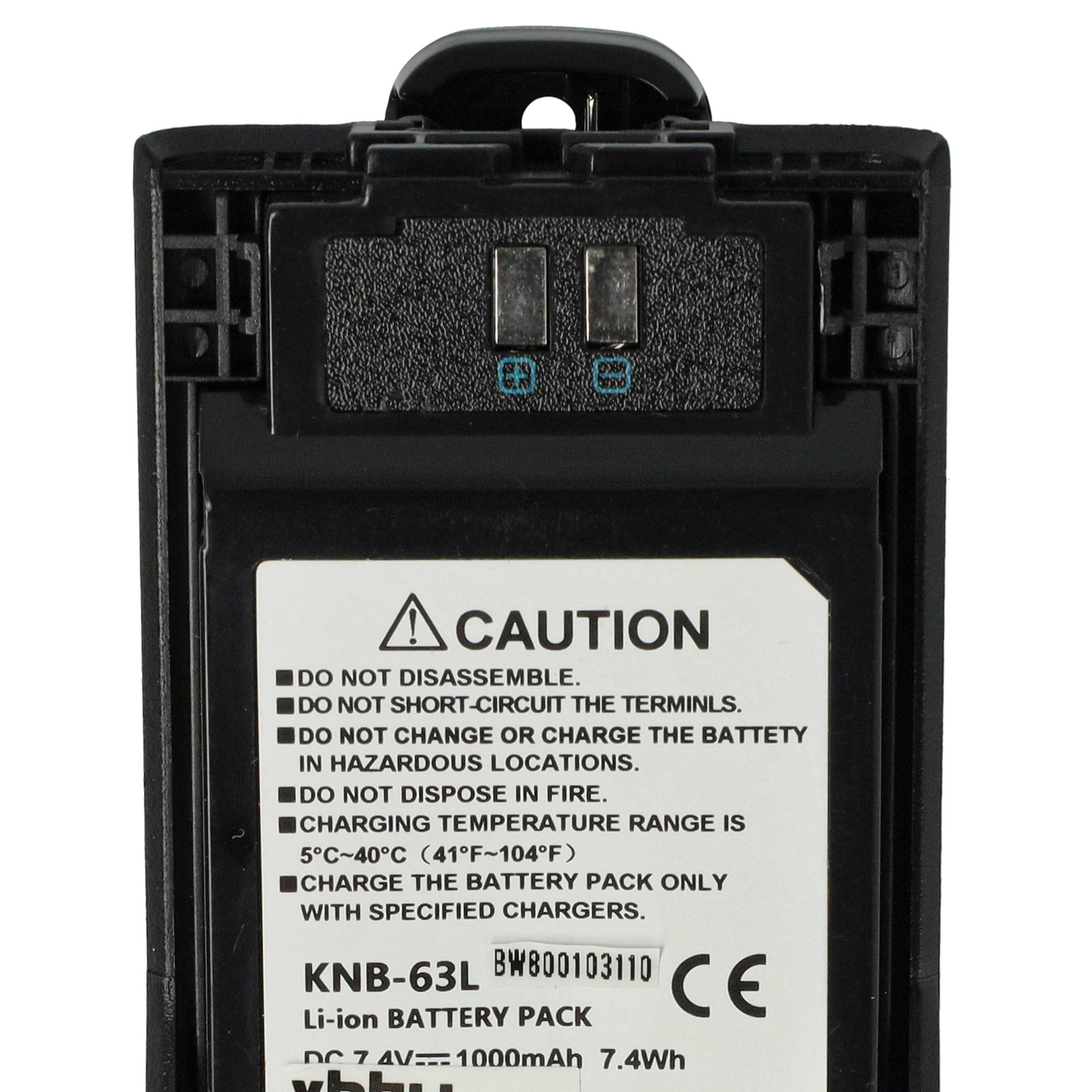 5x Batteria sostituisce Kenwood KNB-63L, KNB-65L per dispositivo radio - 1000mAh 7,4V Li-Ion
