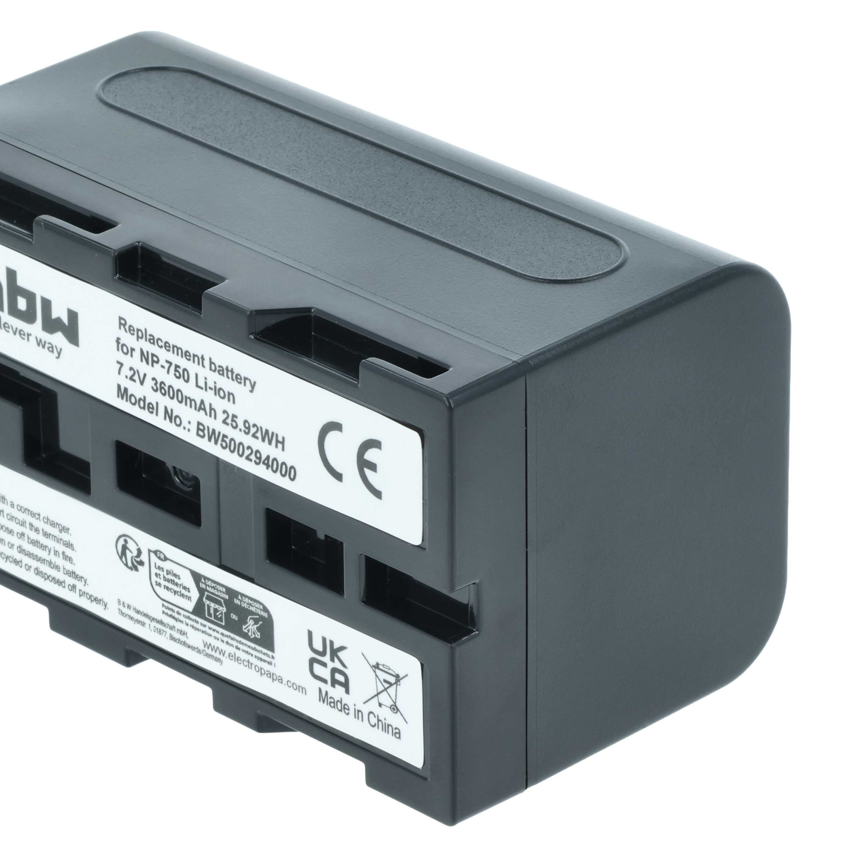 Batteria per videocamera sostituisce Grundig BP-10, BP-9, BP-8 - 3600mAh 7,2V Li-Ion