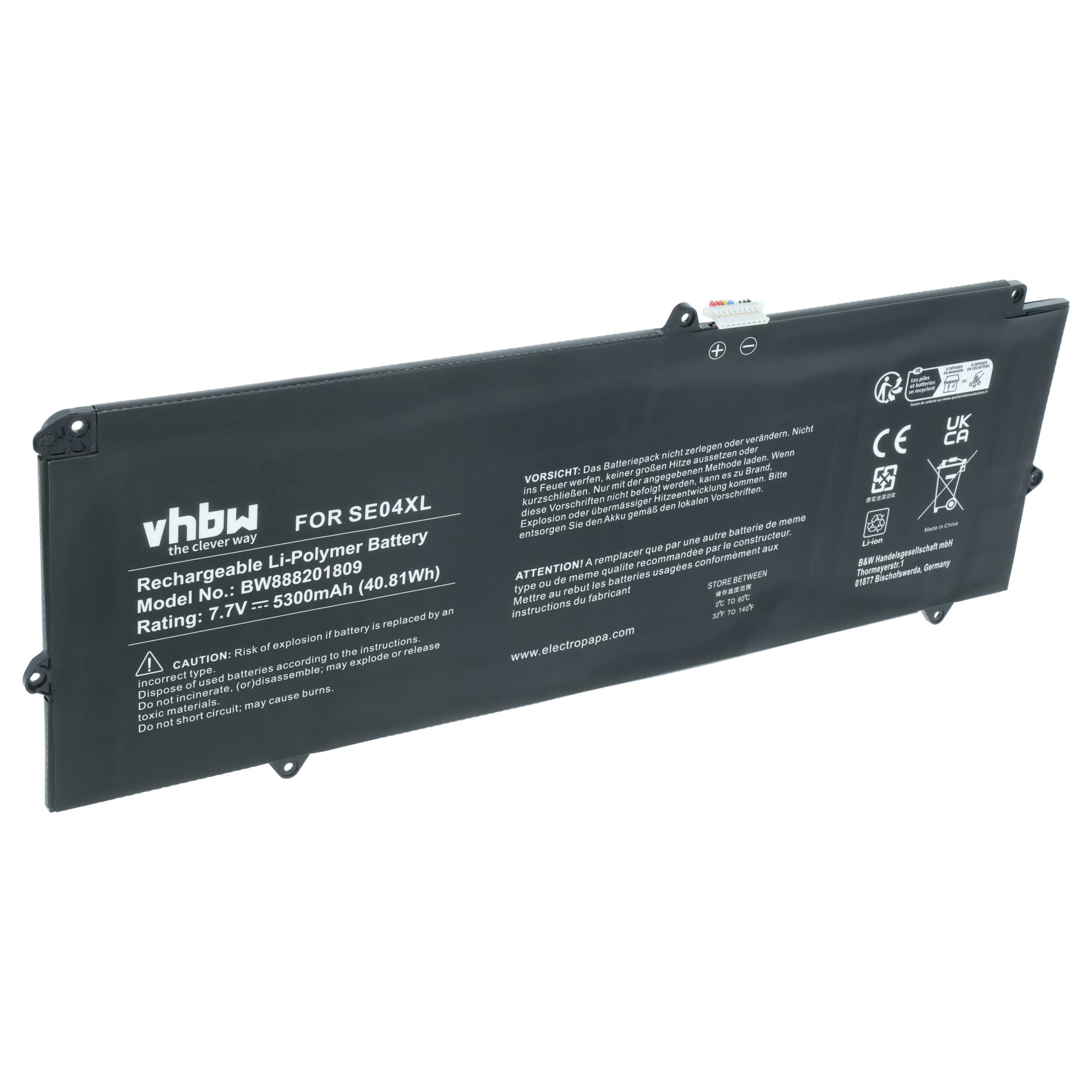 Batteria sostituisce HP HSTNN-DB7Q, 860724-2B1, 860724-2C1, 860708-855 per notebook - 5300mAh 7,7V Li-Poly