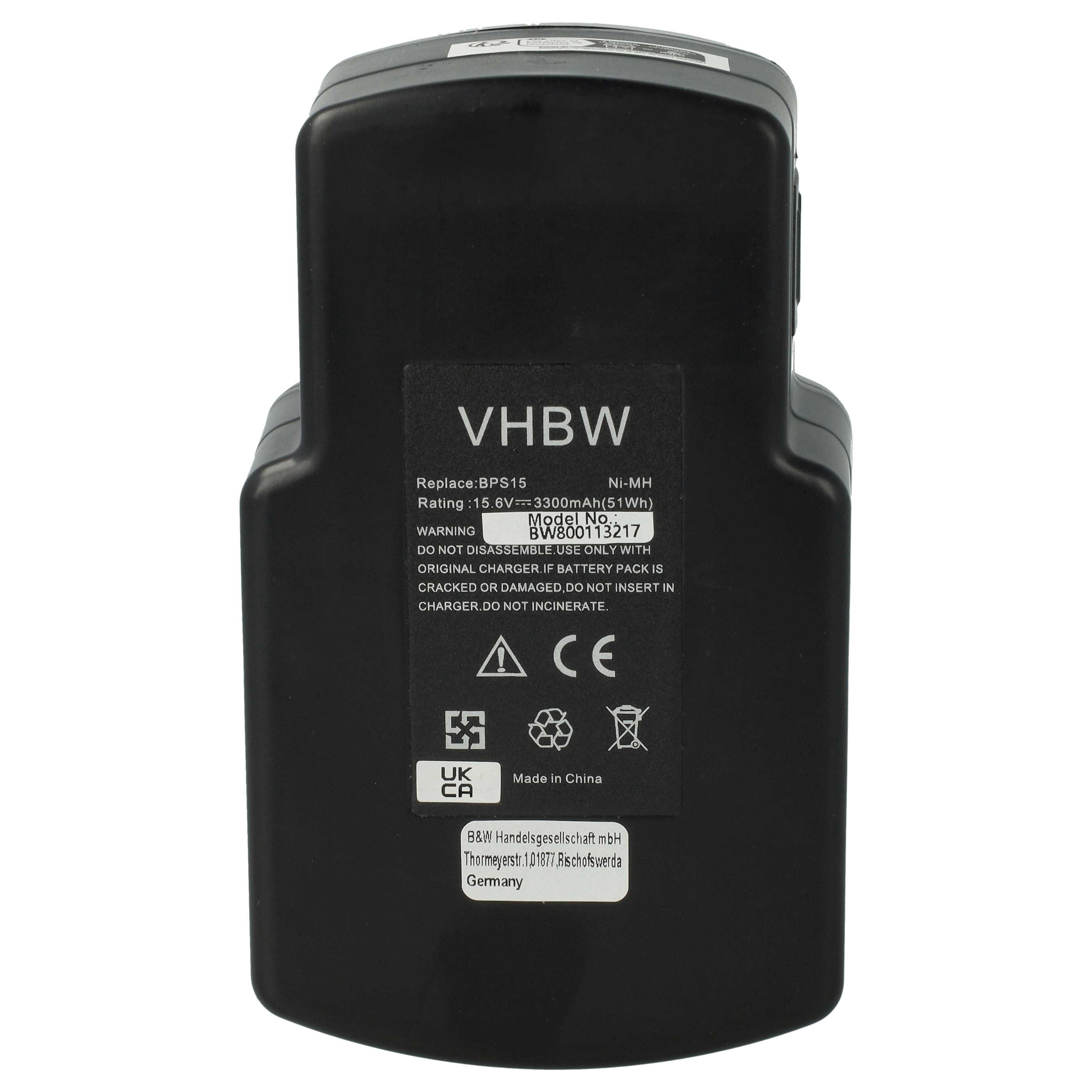Battery replaces Festo Festool 6S, BPS15, 491 823, 492 269 Electric Power Tool - 3300 mAh, 15.6 V, NiMH