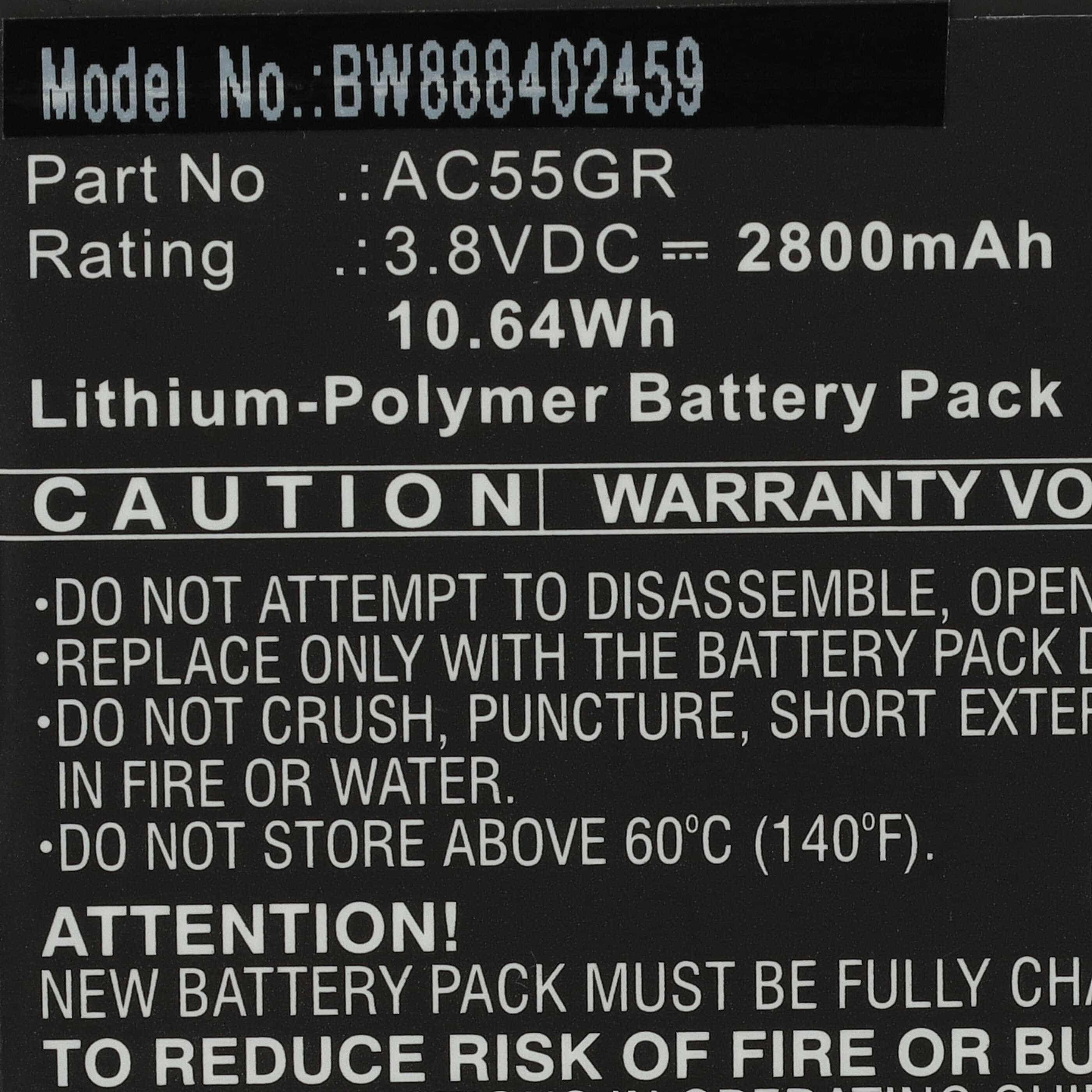 Batteria sostituisce Archos AC55GR per cellulare Archos - 2800mAh 3,8V Li-Poly