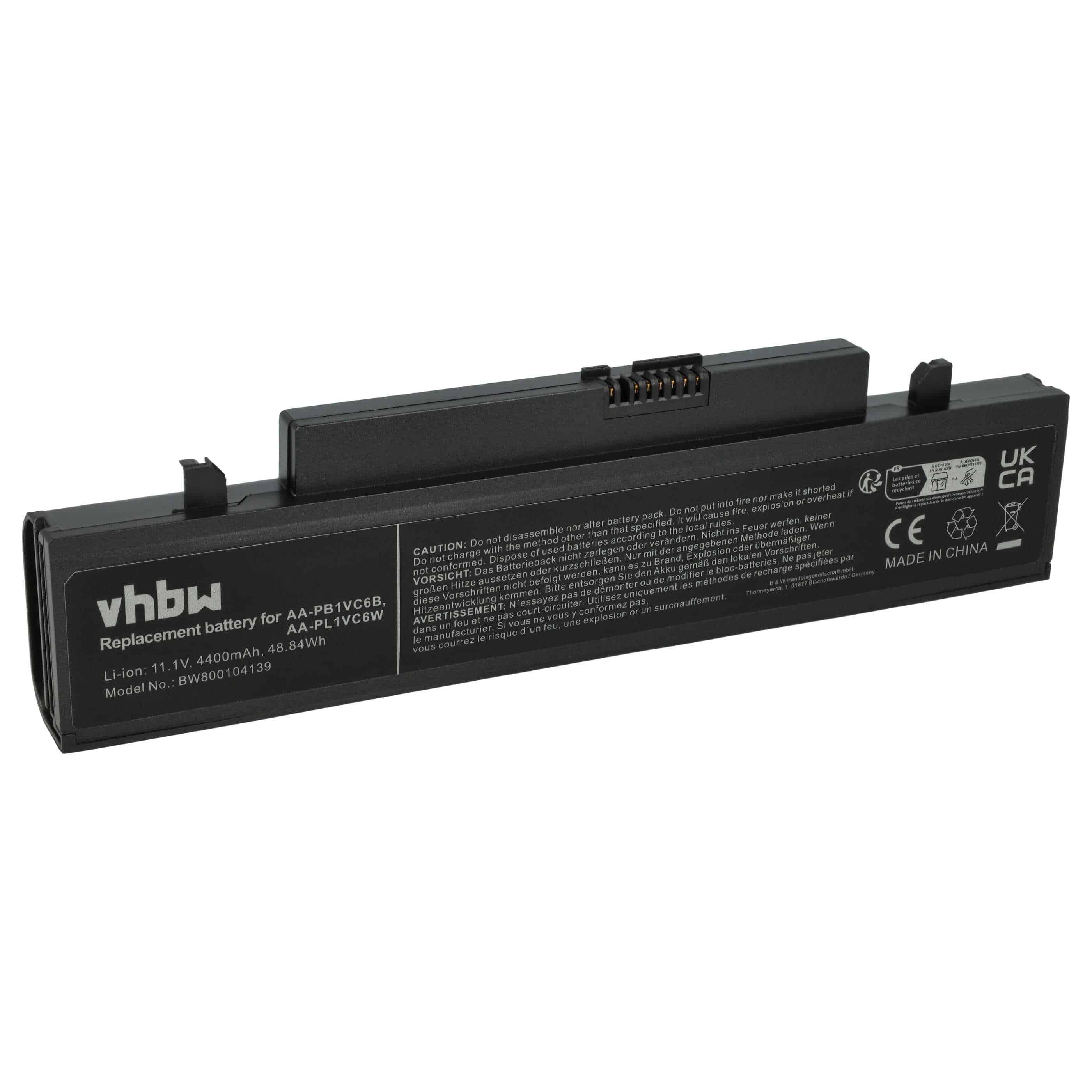 Batteria sostituisce Samsung AA-PB1VC6B, AA-PB1VC6W per notebook Samsung - 4400mAh 11,1V Li-Ion nero