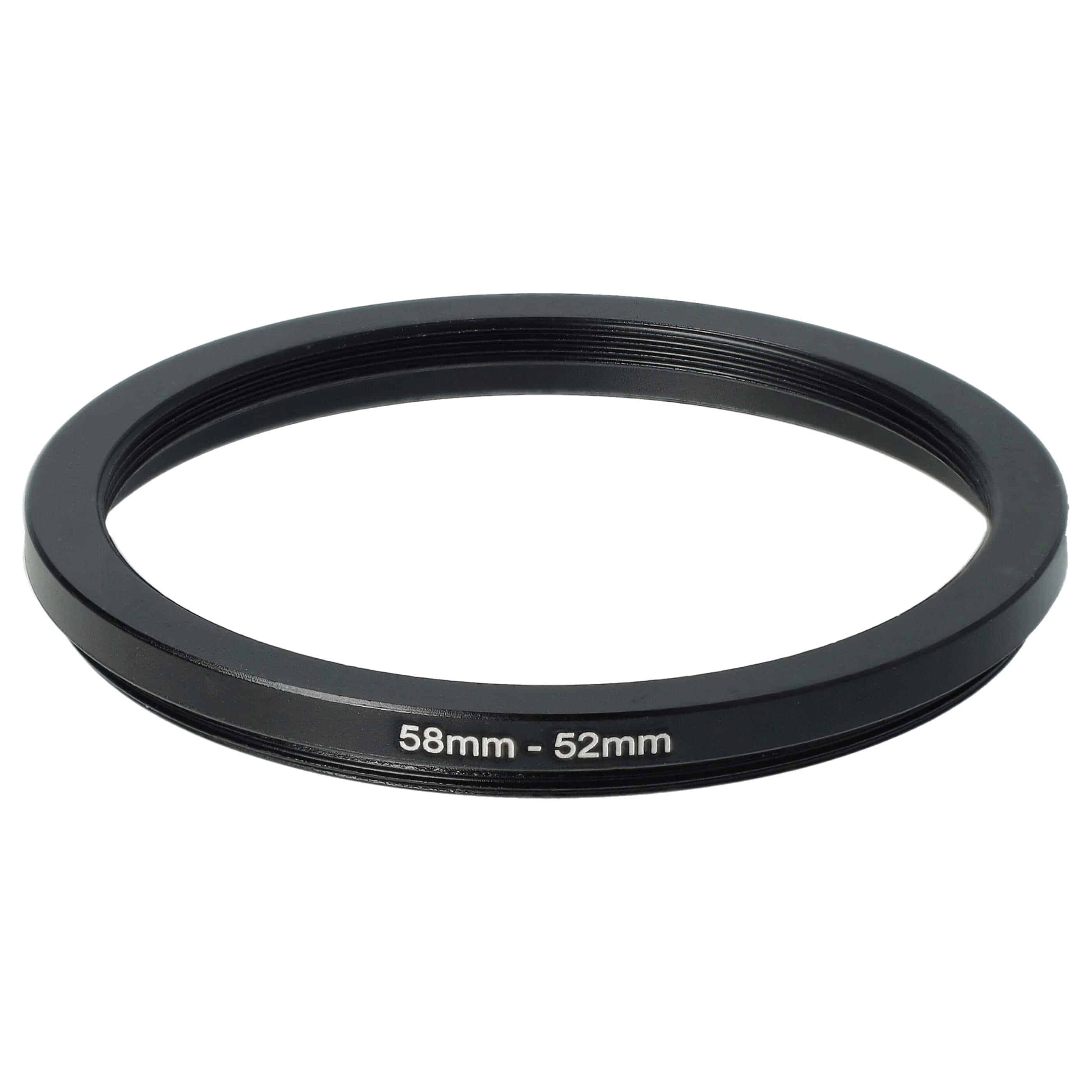 Step-Down-Ring Adapter von 58 mm auf 52 mm passend für Kamera Objektiv - Filteradapter, Metall, schwarz