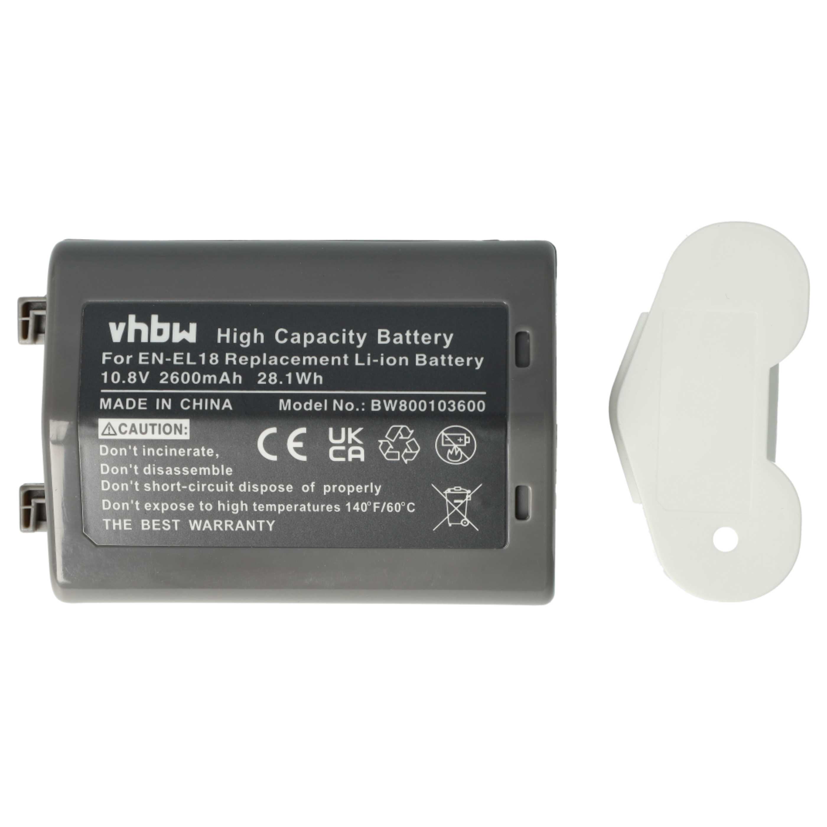 2x Battery replaces Nikon EN-EL18 - 2600mAh, 10.8V, Li-Ion with Info Chip