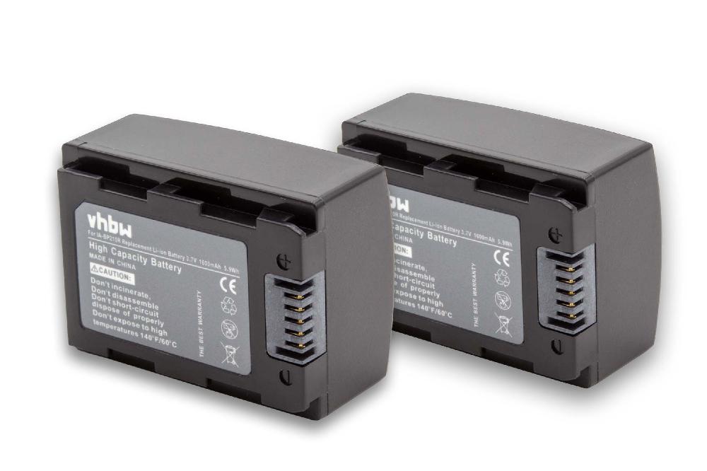 Batteries (2x pièces) remplace Samsung IA-BP205R, IA-BP210R pour caméscope - 1600mAh 3,7V Li-ion