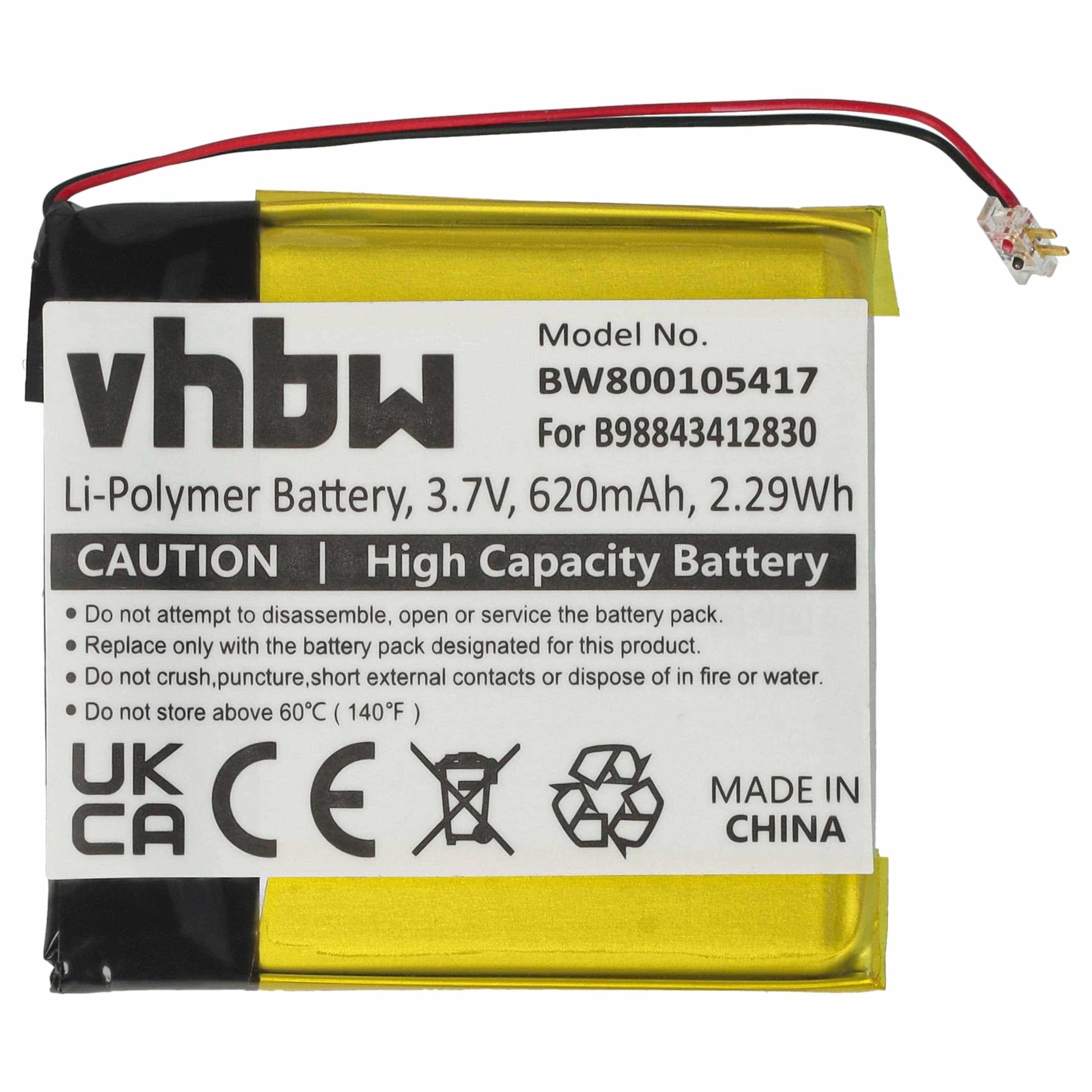 MP3-Player Battery replaces Samsung B98843412830 - 620 mAh 3.7 V Li-polymer