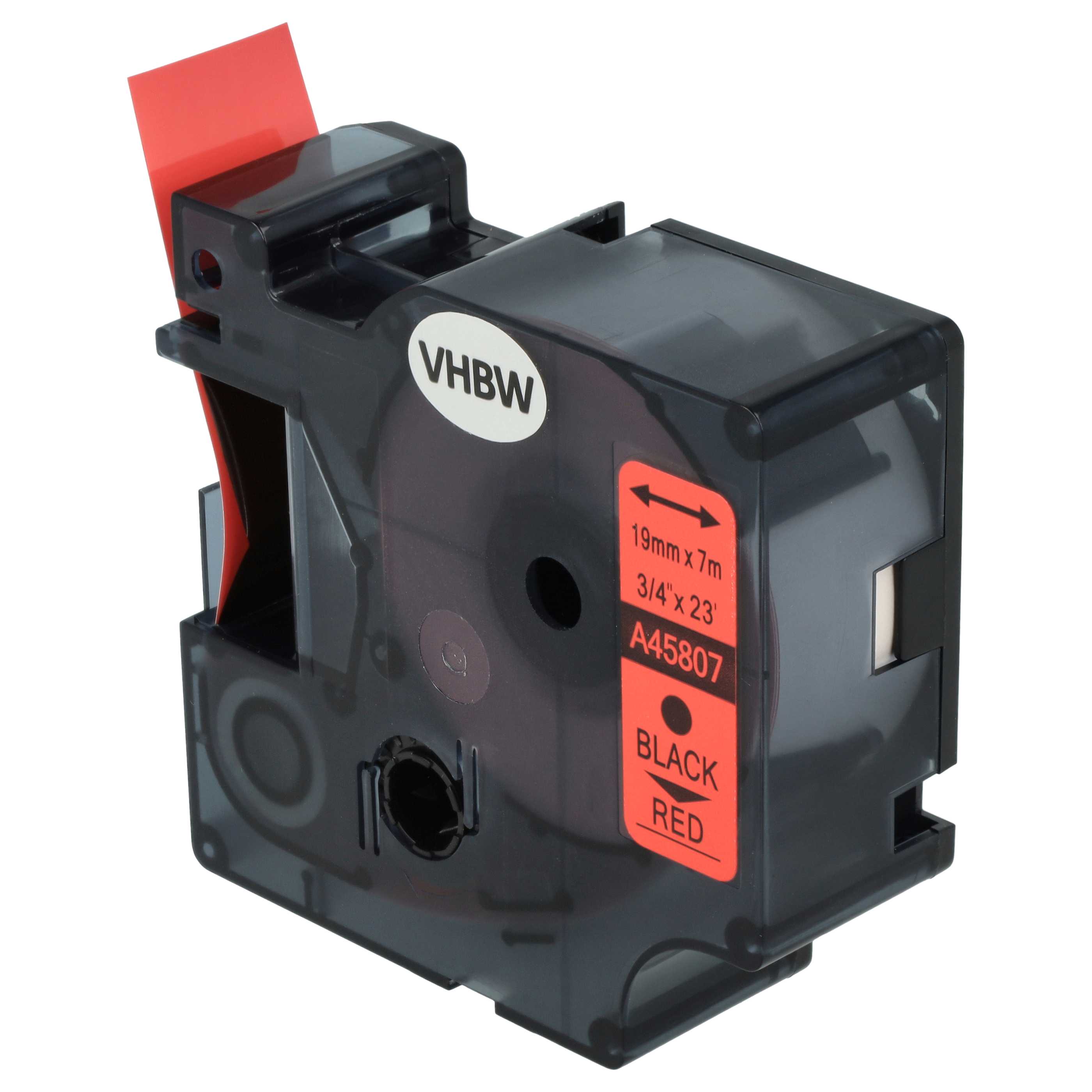 Label Tape replaces Dymo 45807, D1 - 19 mm Black to Red