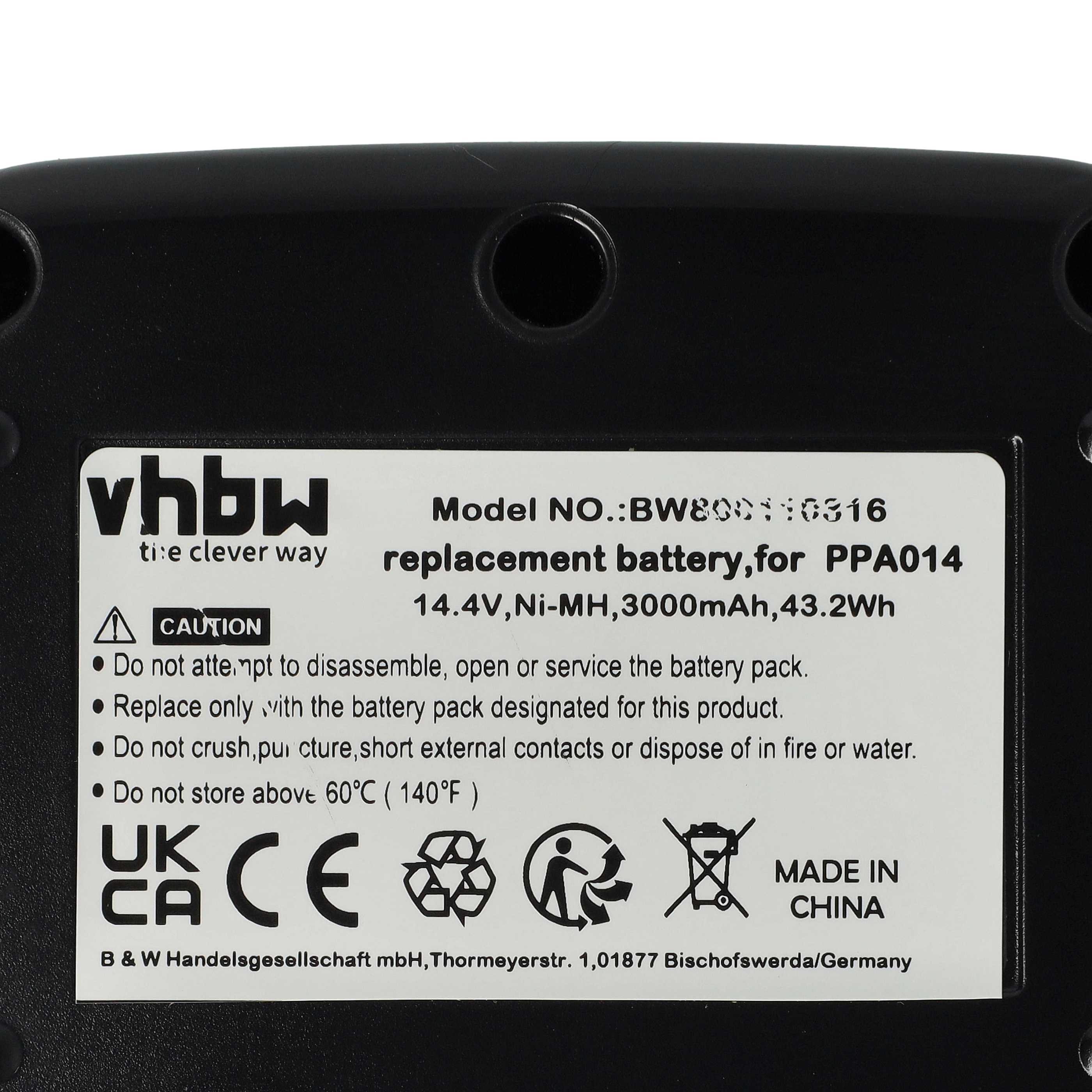Battery replaces Senco PPA014 Electric Power Tool - 3000 mAh, 14.4 V, NiMH