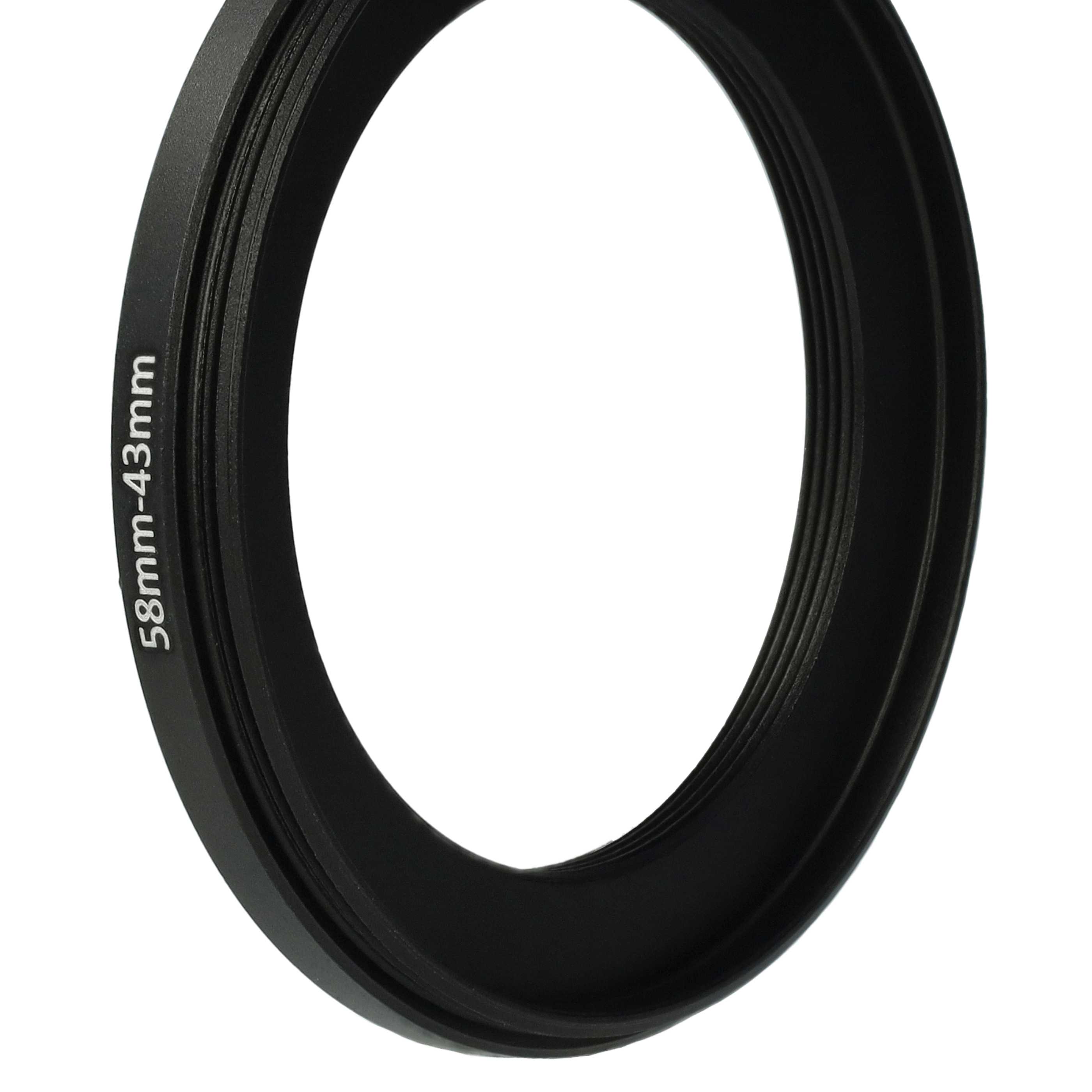 Redukcja filtrowa adapter Step-Down 58 mm - 43 mm pasująca do obiektywu - metal, czarny