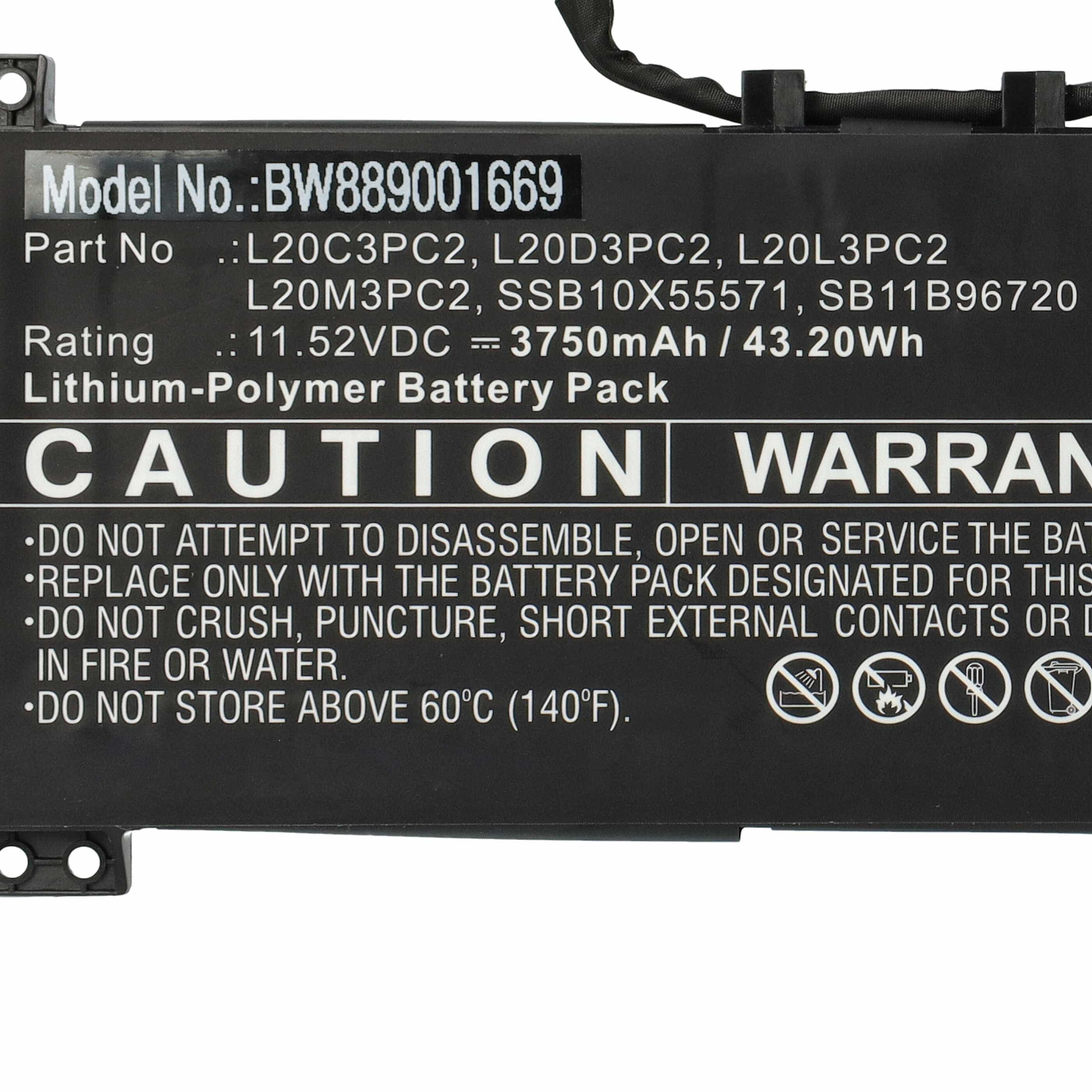 Akumulator do laptopa zamiennik Lenovo 5B11B96718, 5B11B96719, L20C3PC2, 5B11B96715 - 3750 mAh 11,55 V LiPo