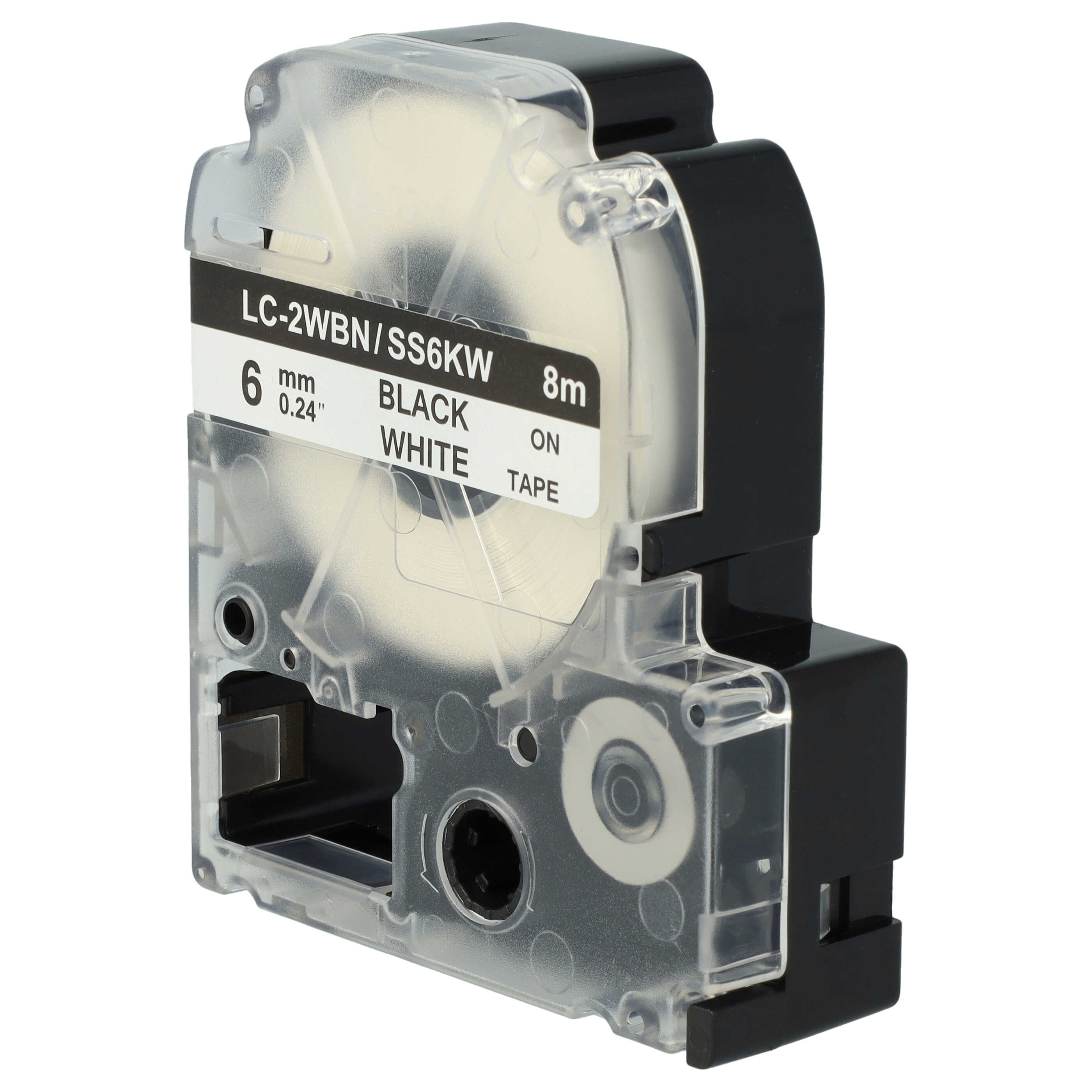 5x Label Tape replaces Epson LC-2WBN - 6 mm Black to White