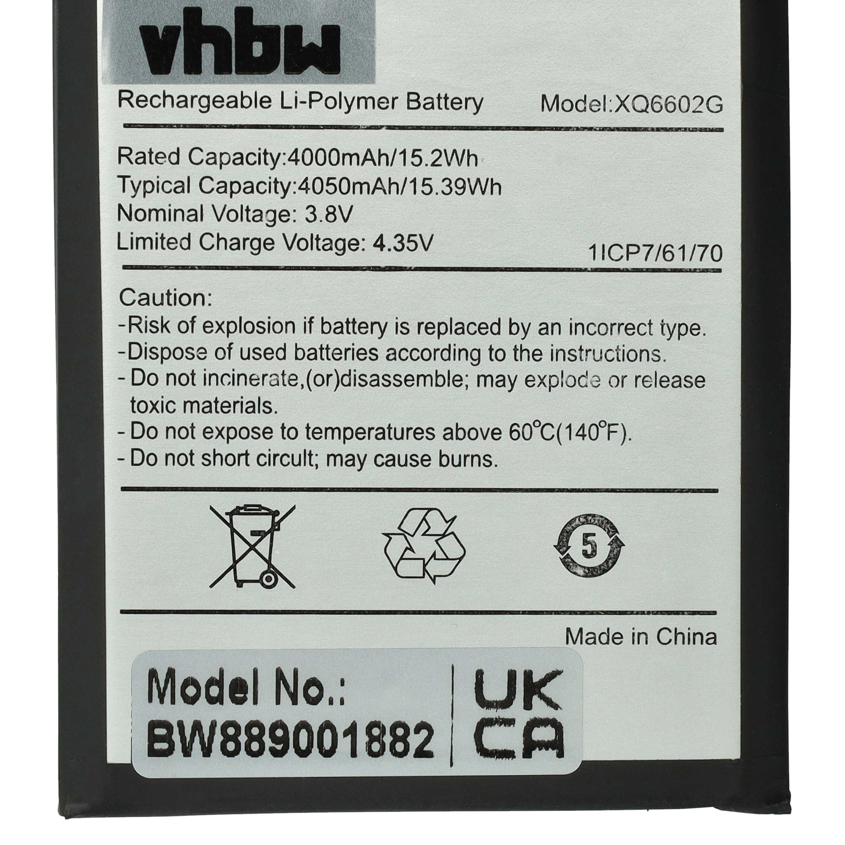 Akumulator do telefonu smartfona zamiennik CAT XQ6602G - 4000 mAh 3,8 V LiPo