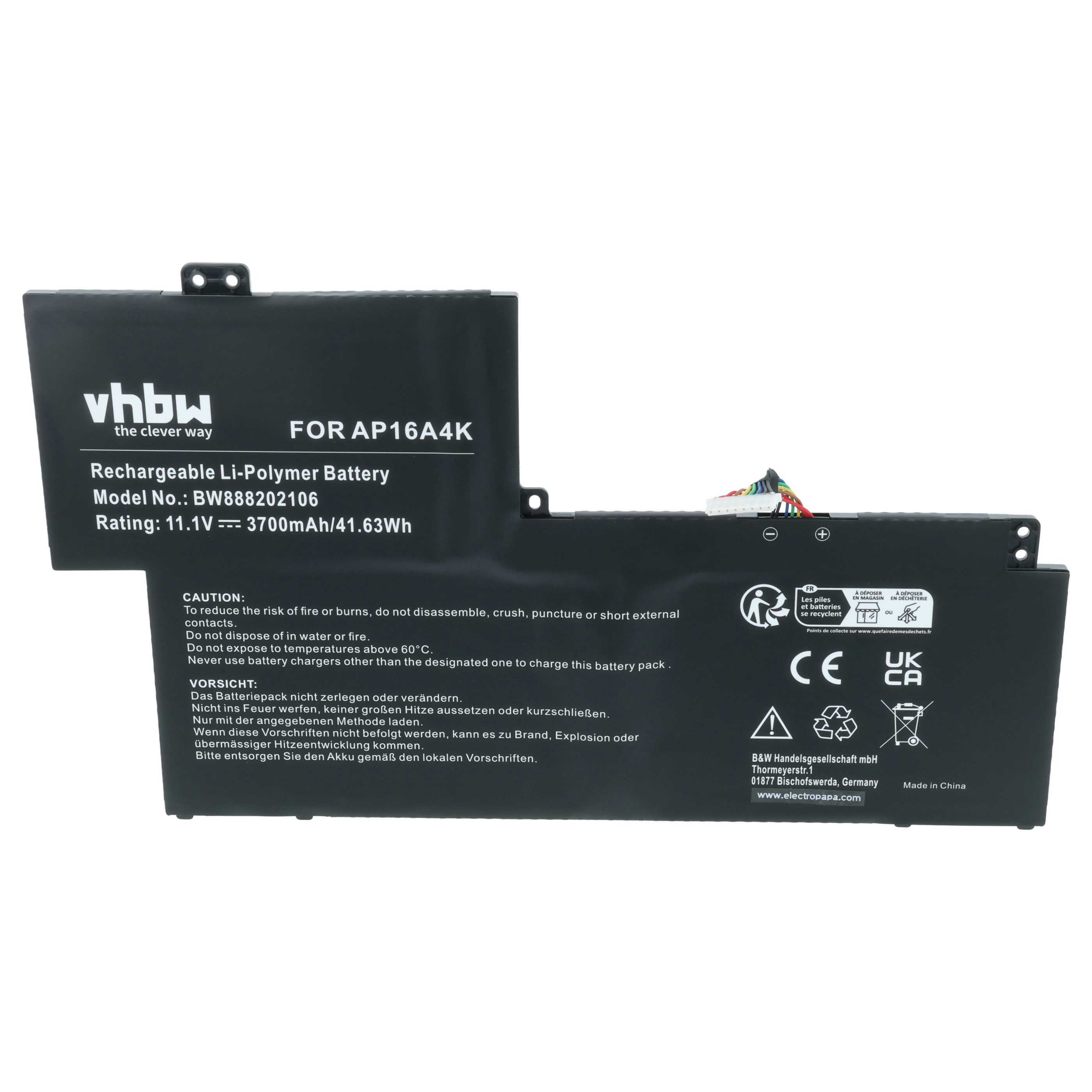 Akumulator do laptopa zamiennik Acer KT.00304.007, KT.00304.003, AP16A4K - 3700 mAh 11,25 V LiPo