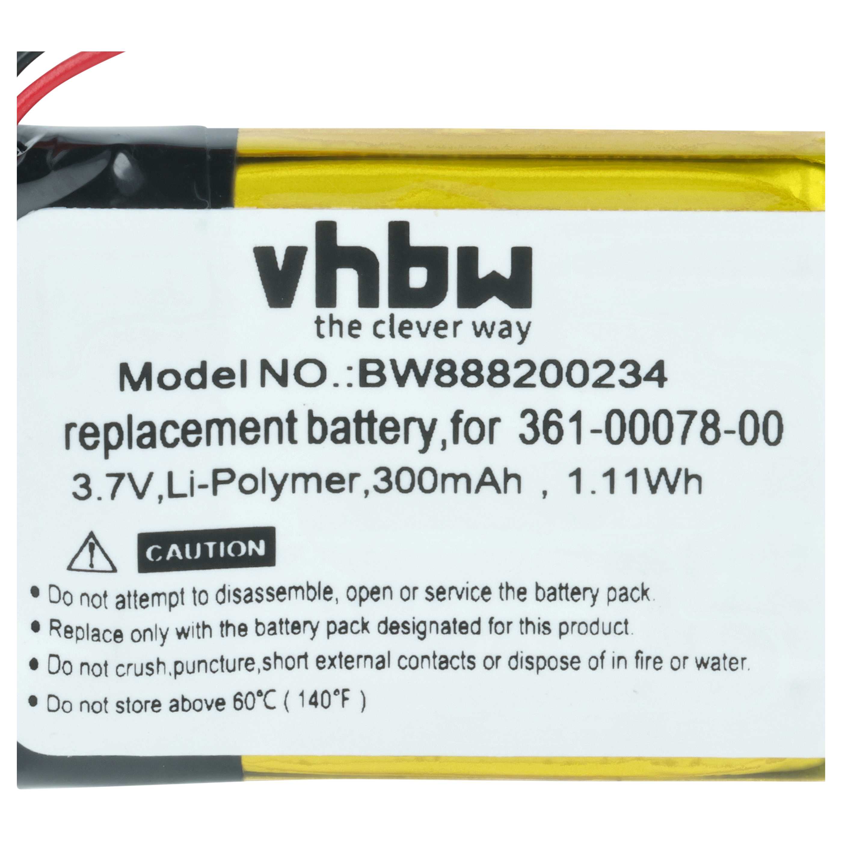 Smartwatch Battery replaces Garmin 361-00078-00 - 300 mAh 3.7 V Li-polymer