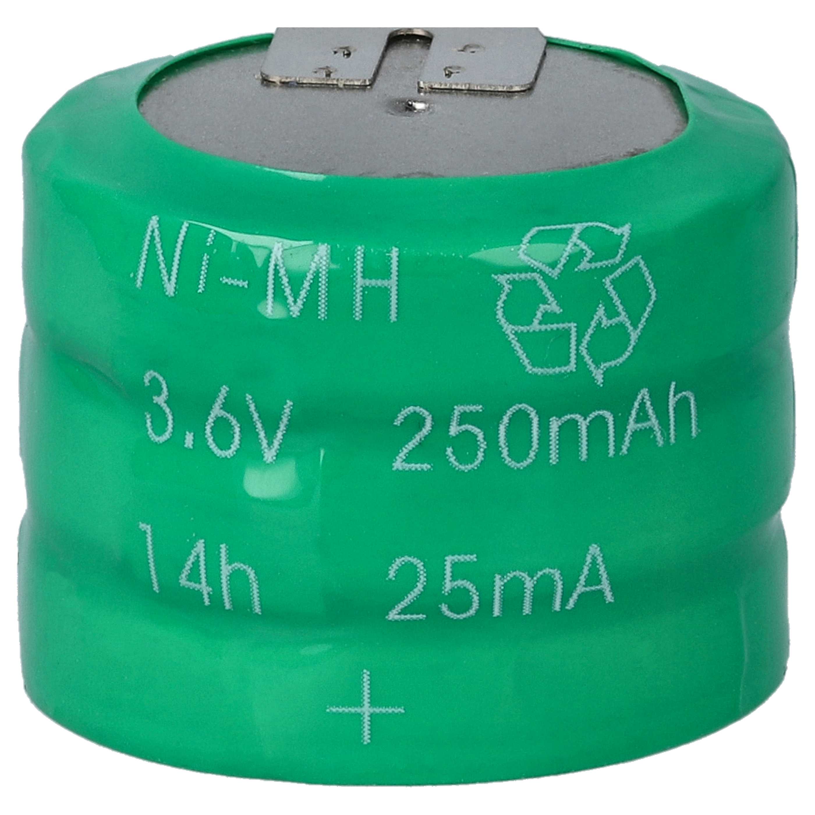 10x Button Cell Battery Type V250H for Model Building Solar Lamps etc. - 250 mAh 3.6 V NiMH
