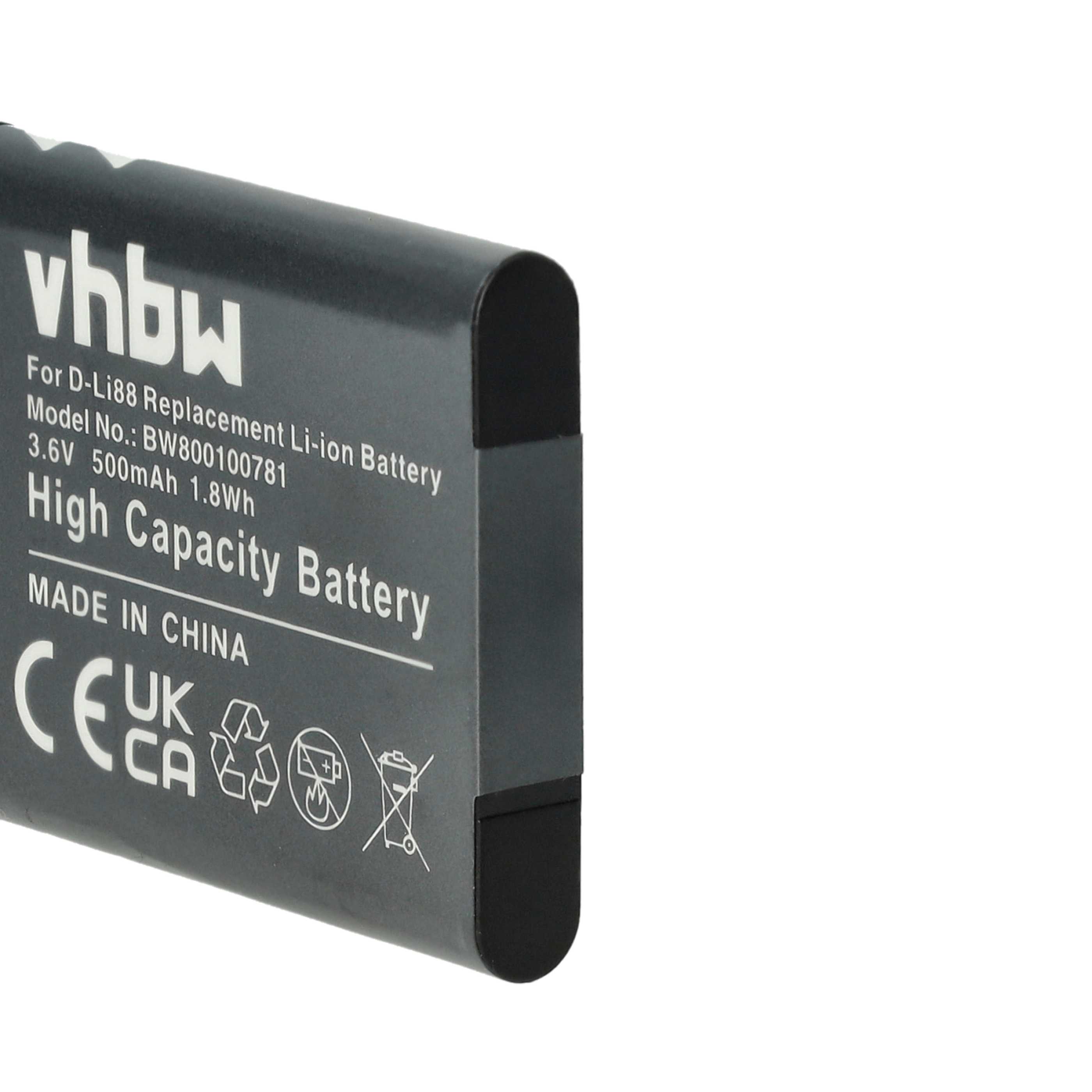 Batterie remplace Panasonic VW-VBX070E, VW-VBX070 pour appareil photo - 500mAh 3,6V Li-ion