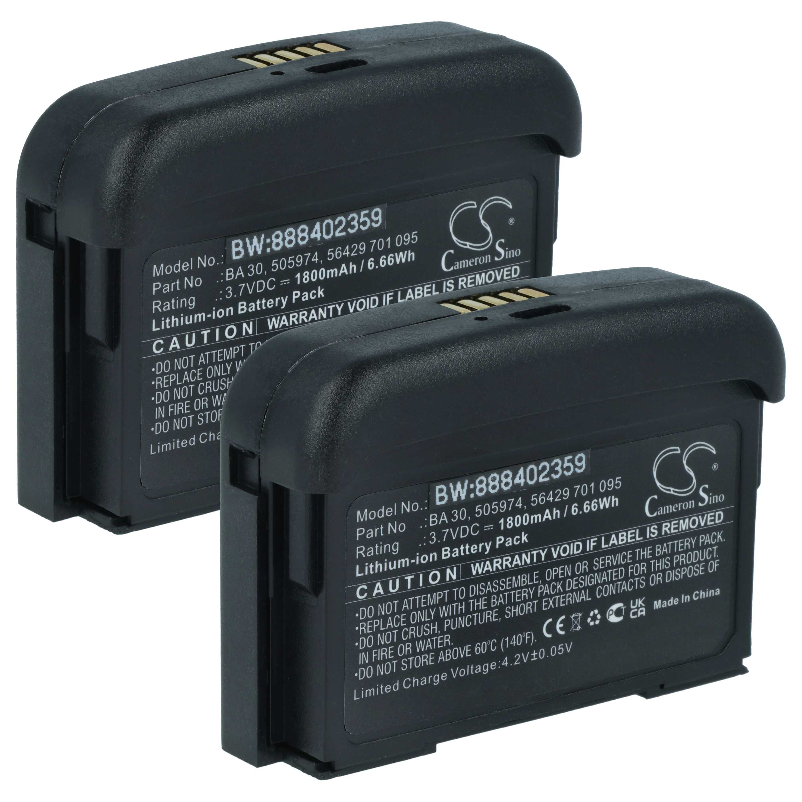2x Akumulator do cyfrowego systemu bezprzewodowego zamiennik Sennheiser 505974 - 1800 mAh 3,7 V Li-Ion