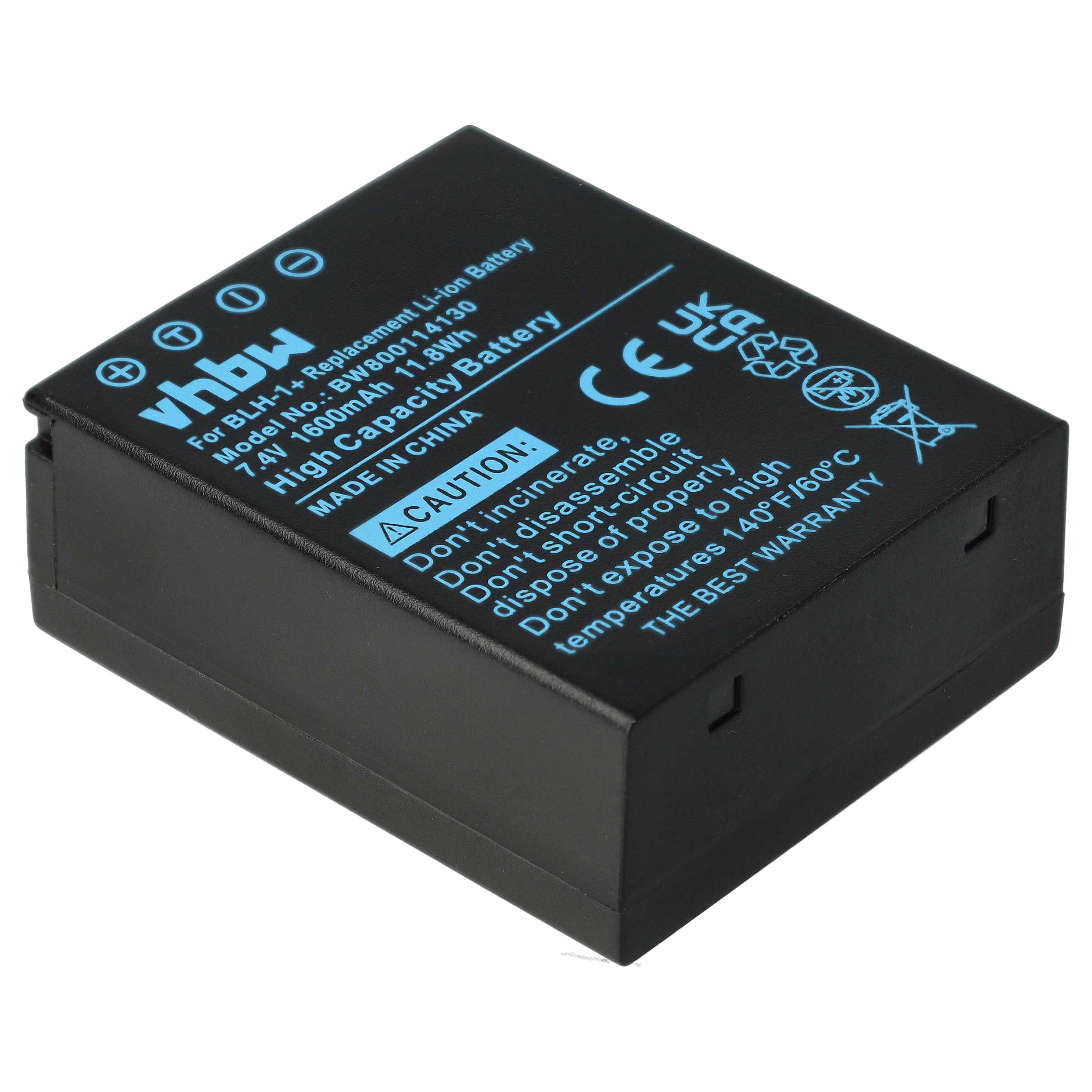 Battery replaces Olympus BLH-1 - 1600mAh, 7.4V, Li-Ion