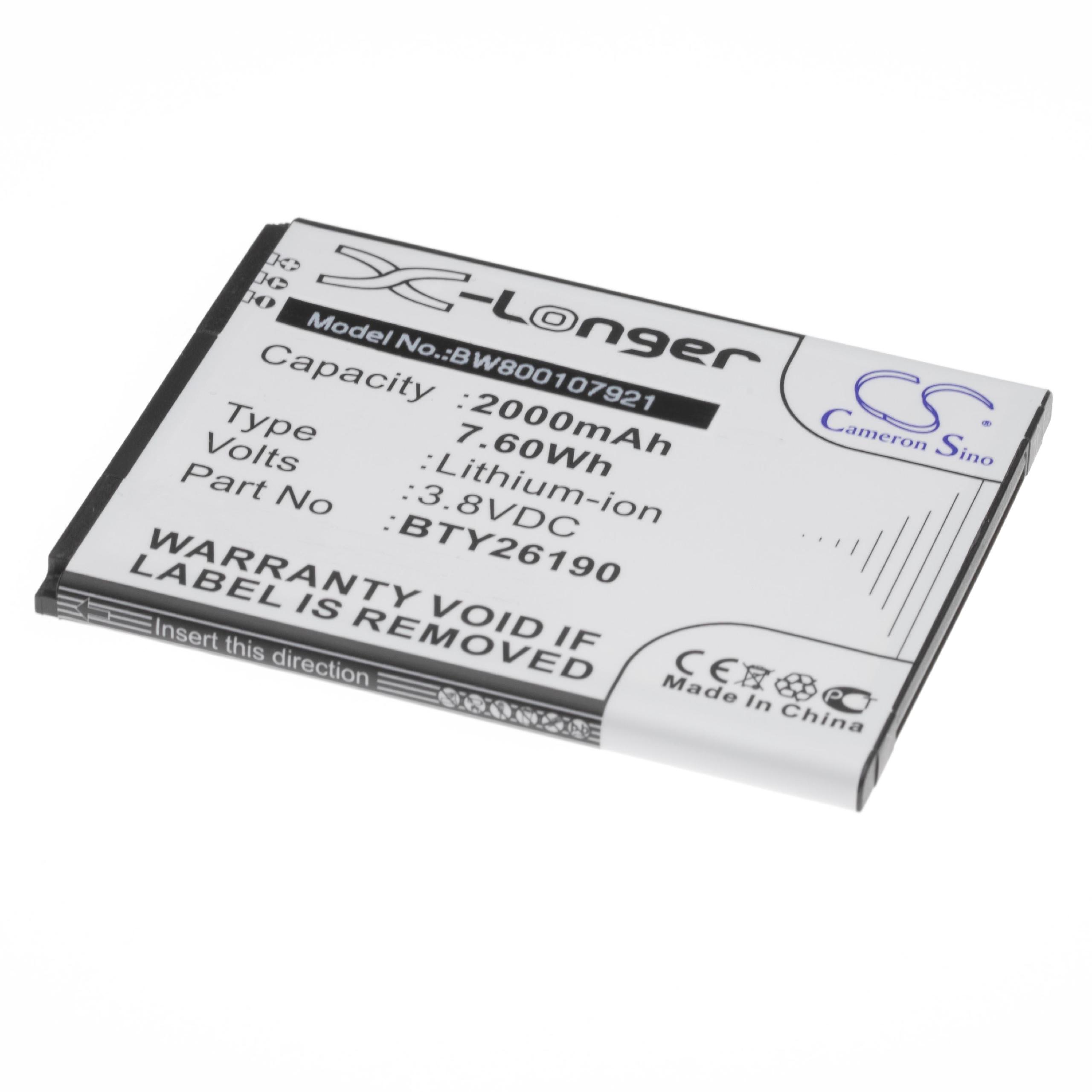 Mobile Phone Battery Replacement for Elson Mobistel BTY26190, BTY26190MOBISTEL/STD - 2000mAh 3.8V Li-Ion