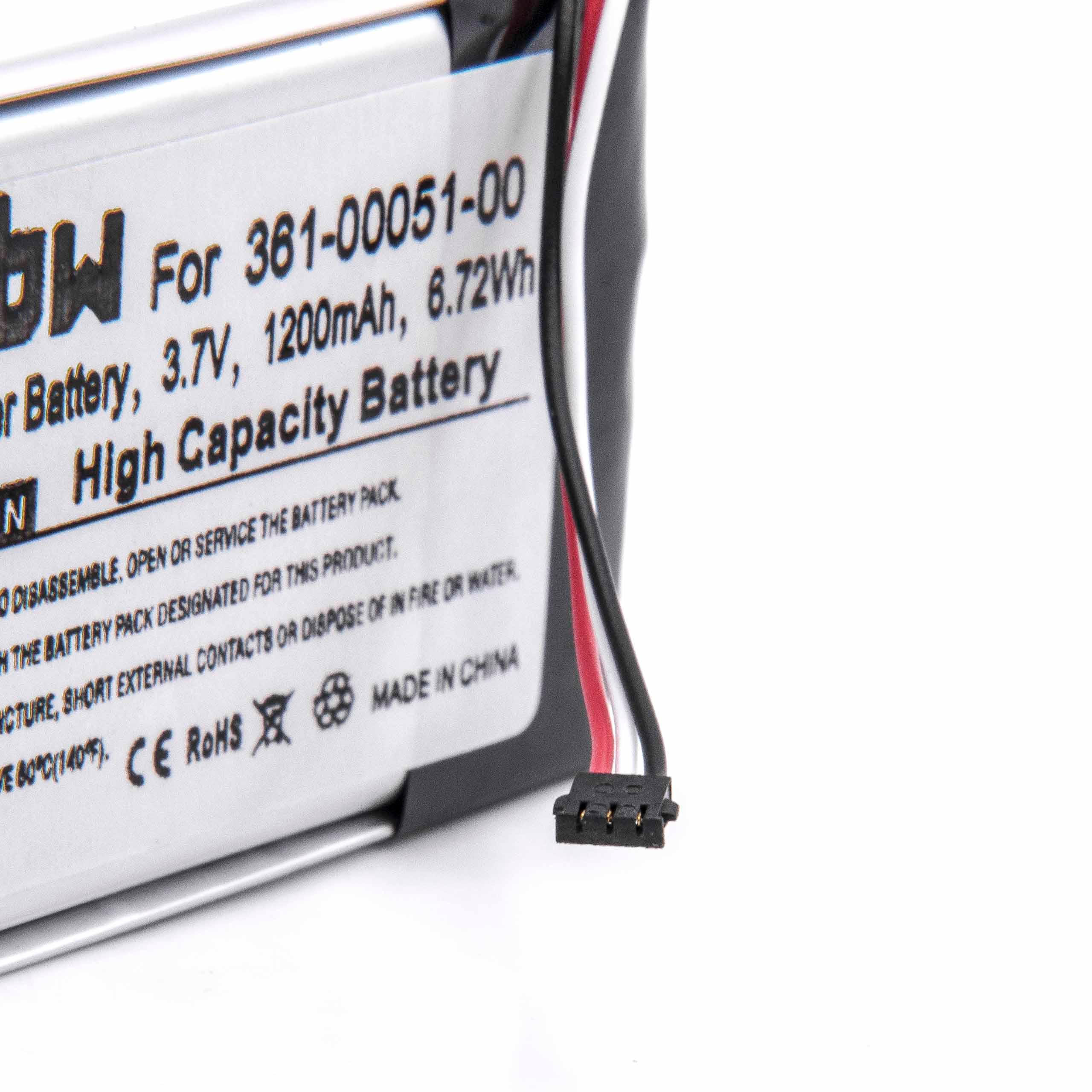 Batteria sostituisce Garmin 361-00051-01, 361-00051-00 per navigatore Garmin - 1200mAh 3,7V Li-Ion