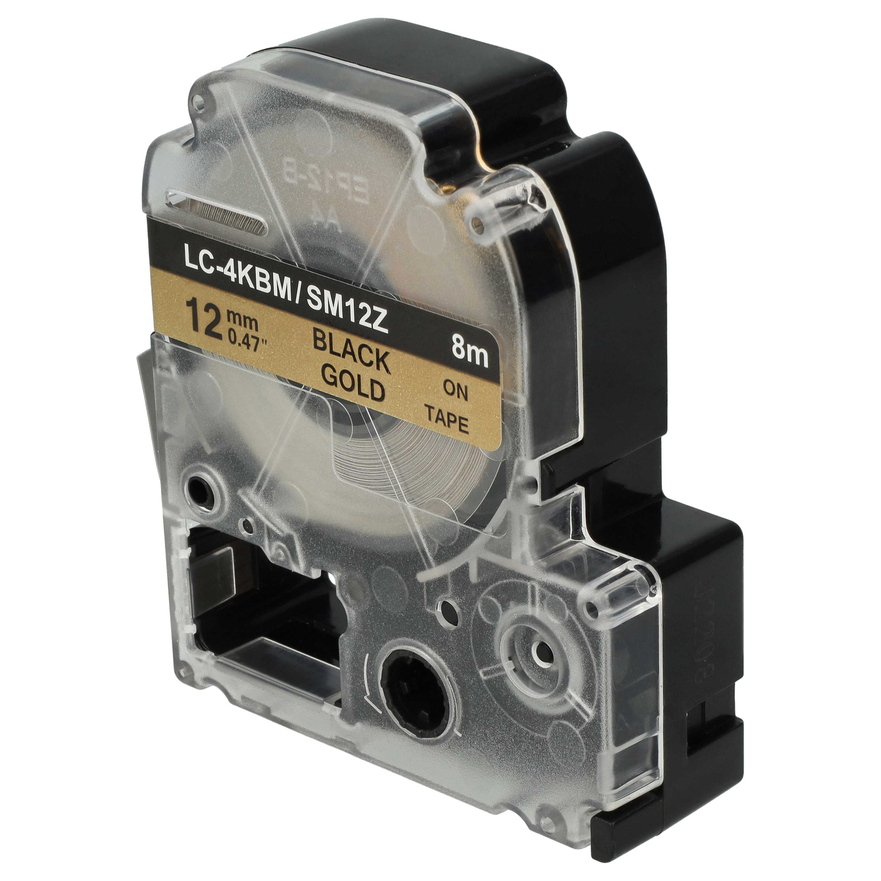 Label Tape replaces Epson LC-4KBM - 12 mm Black to Gold