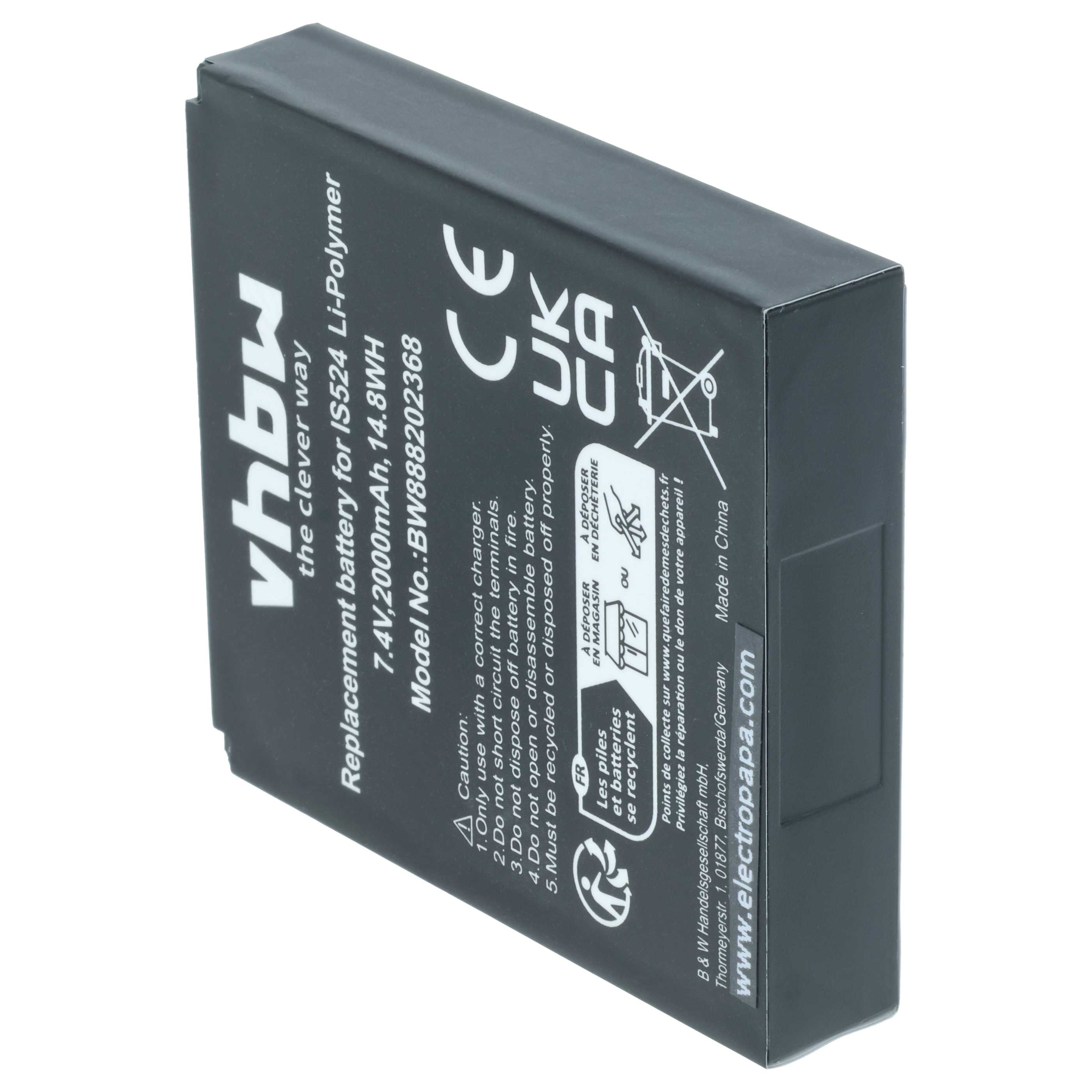 Batería reemplaza Pax IS524, IS133 para escáner código de barras (2000 mAh, 7,4 V, Li-Polímero)