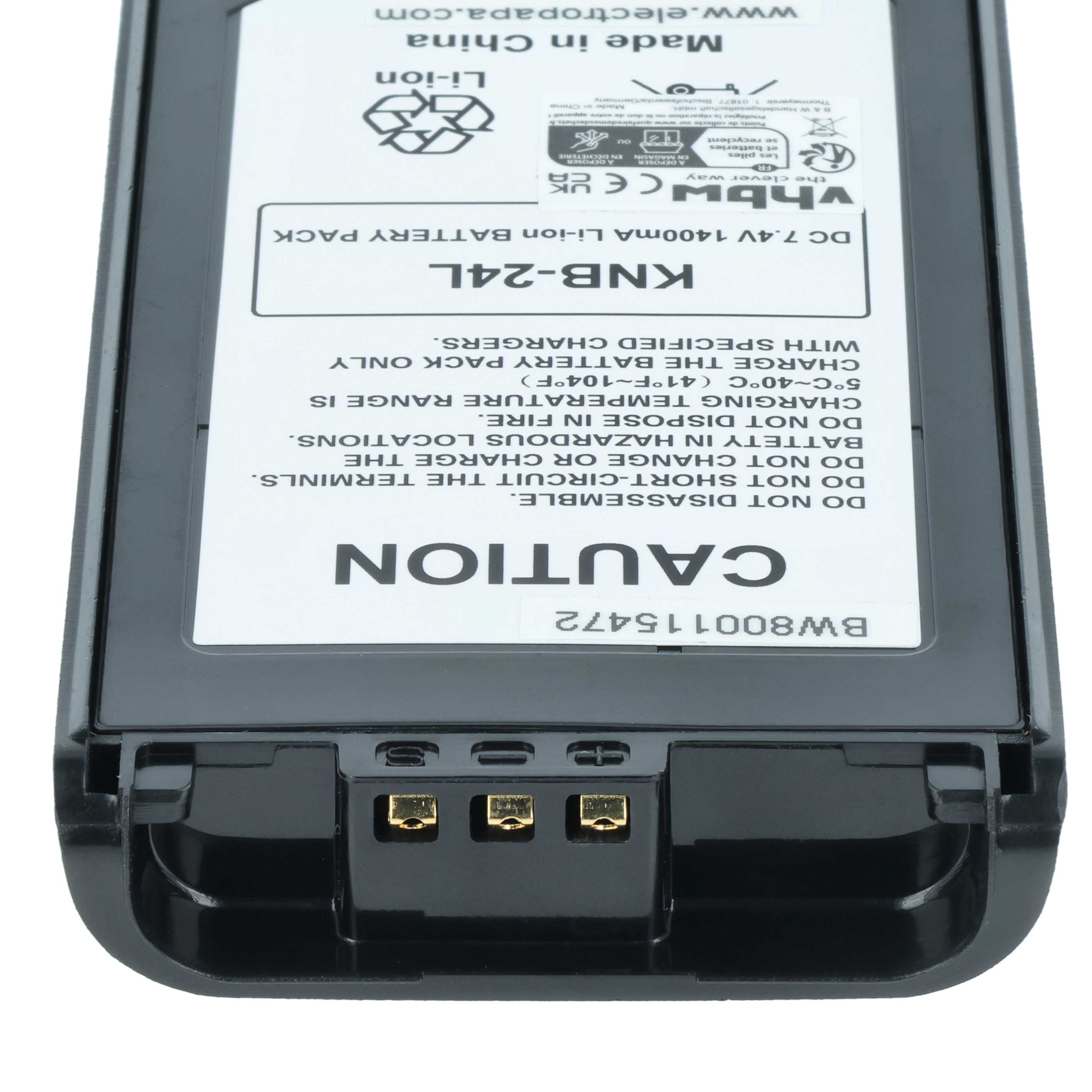 Radio 2x Battery replaces Kenwood KNB-24LX, KNB-24, KNB-24Li, KNB-25A, KNB-25, KNB-24L - 1400 mAh 7.4 V Li-Ion