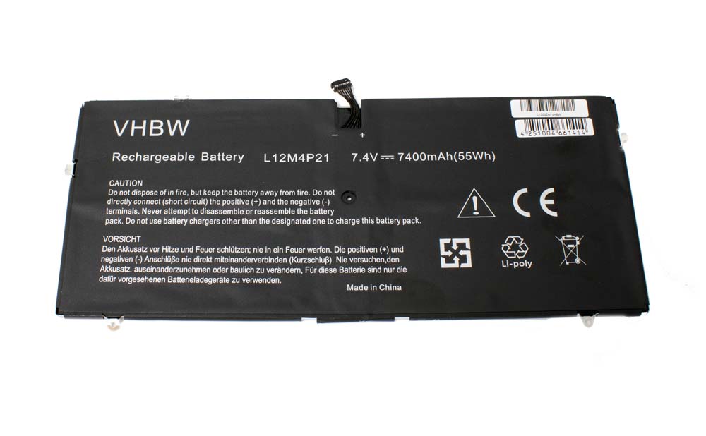Batería reemplaza Lenovo 11S121500, 121500156 para notebook Lenovo - 7400 mAh 7,4 V Li-poli negro
